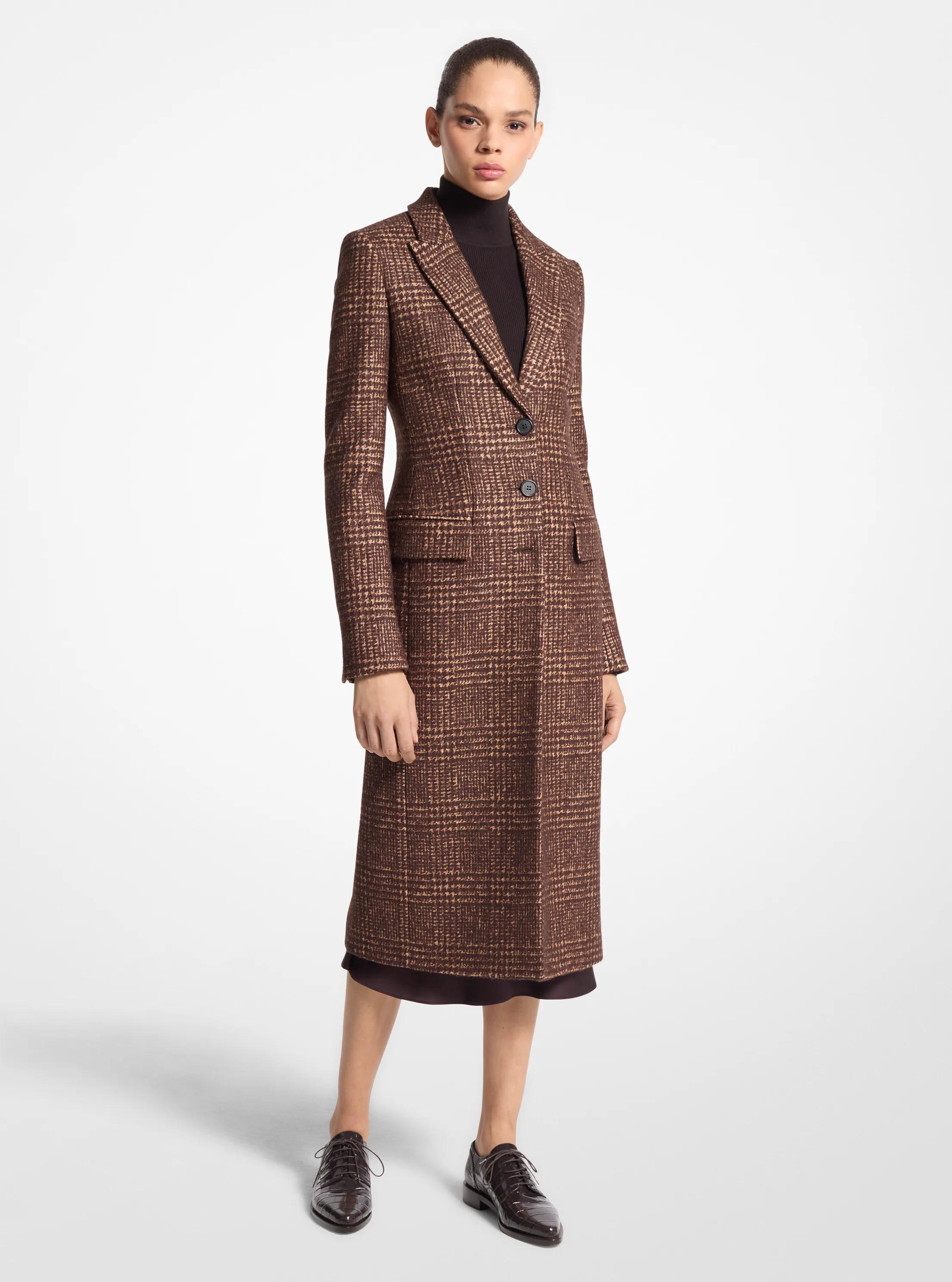 Glen Plaid Tweed Coat in CHOCOL/CAPP | Michael Kors