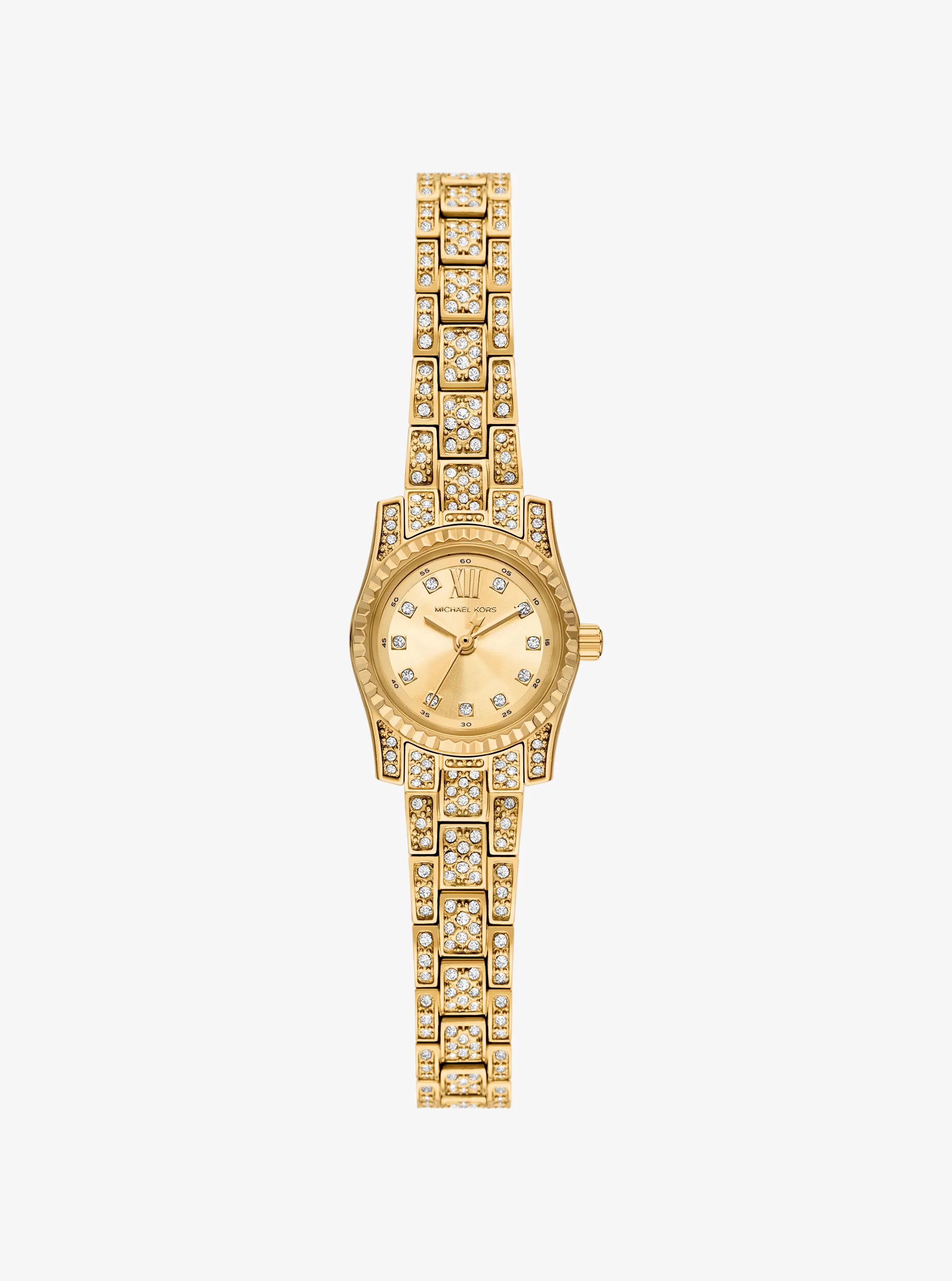 Micro Lexington Pav&eacute; Gold-Tone Watch in GOLD | Michael Kors