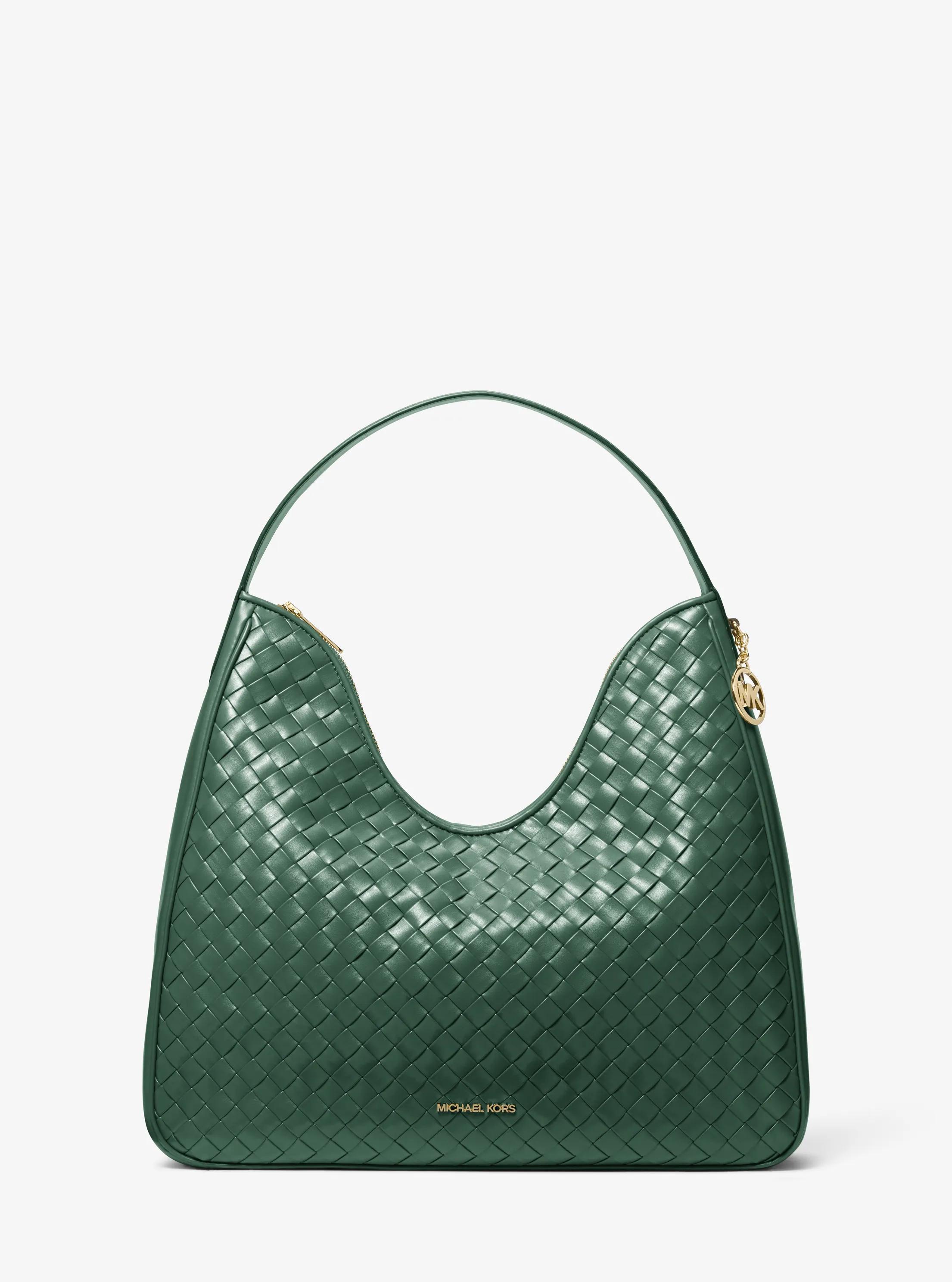 Nayla Medium Woven Shoulder Bag in MOSS | Michael Kors