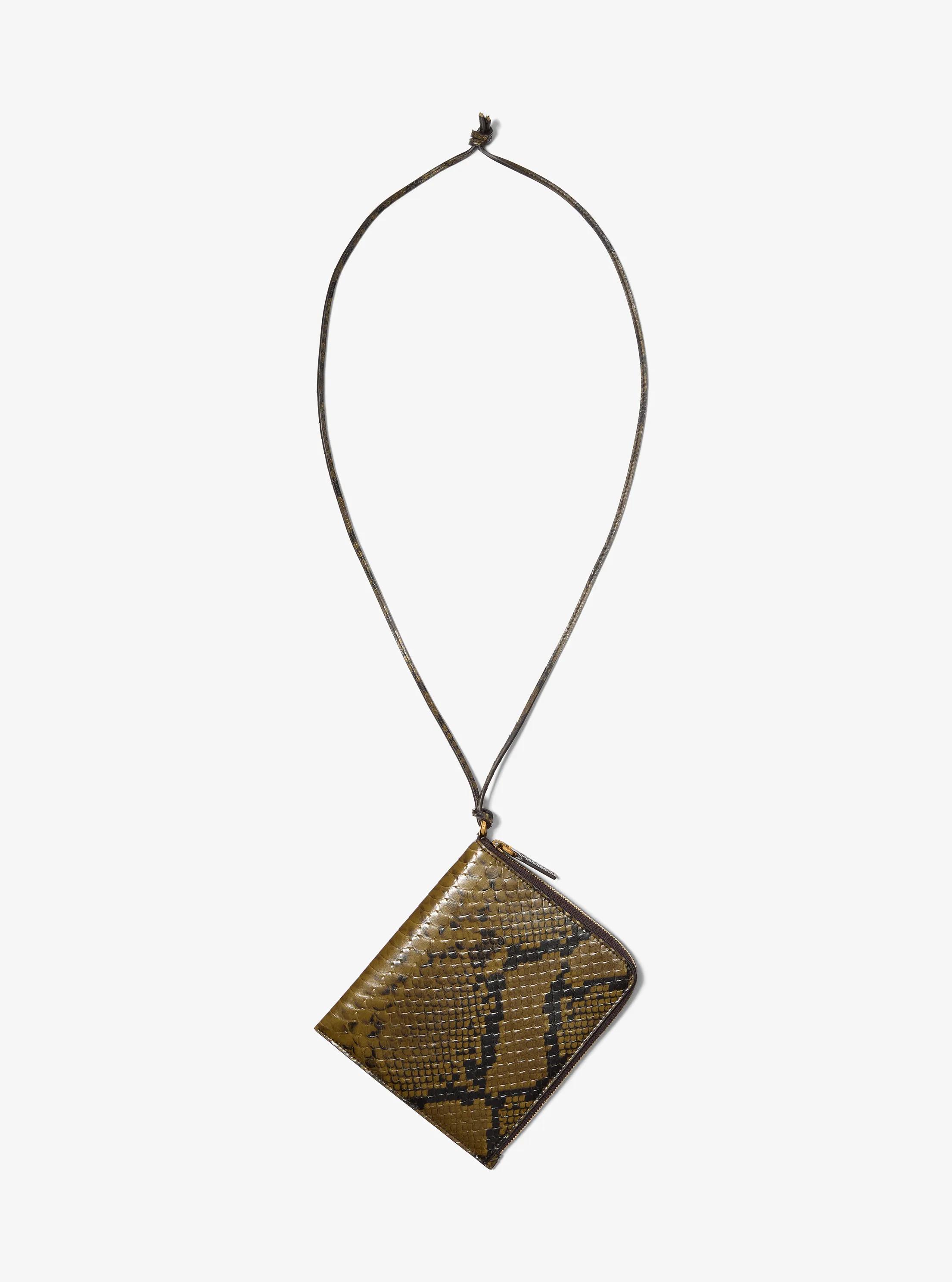 Aurelia Snake Embossed Leather Bag in FENNEL | Michael Kors