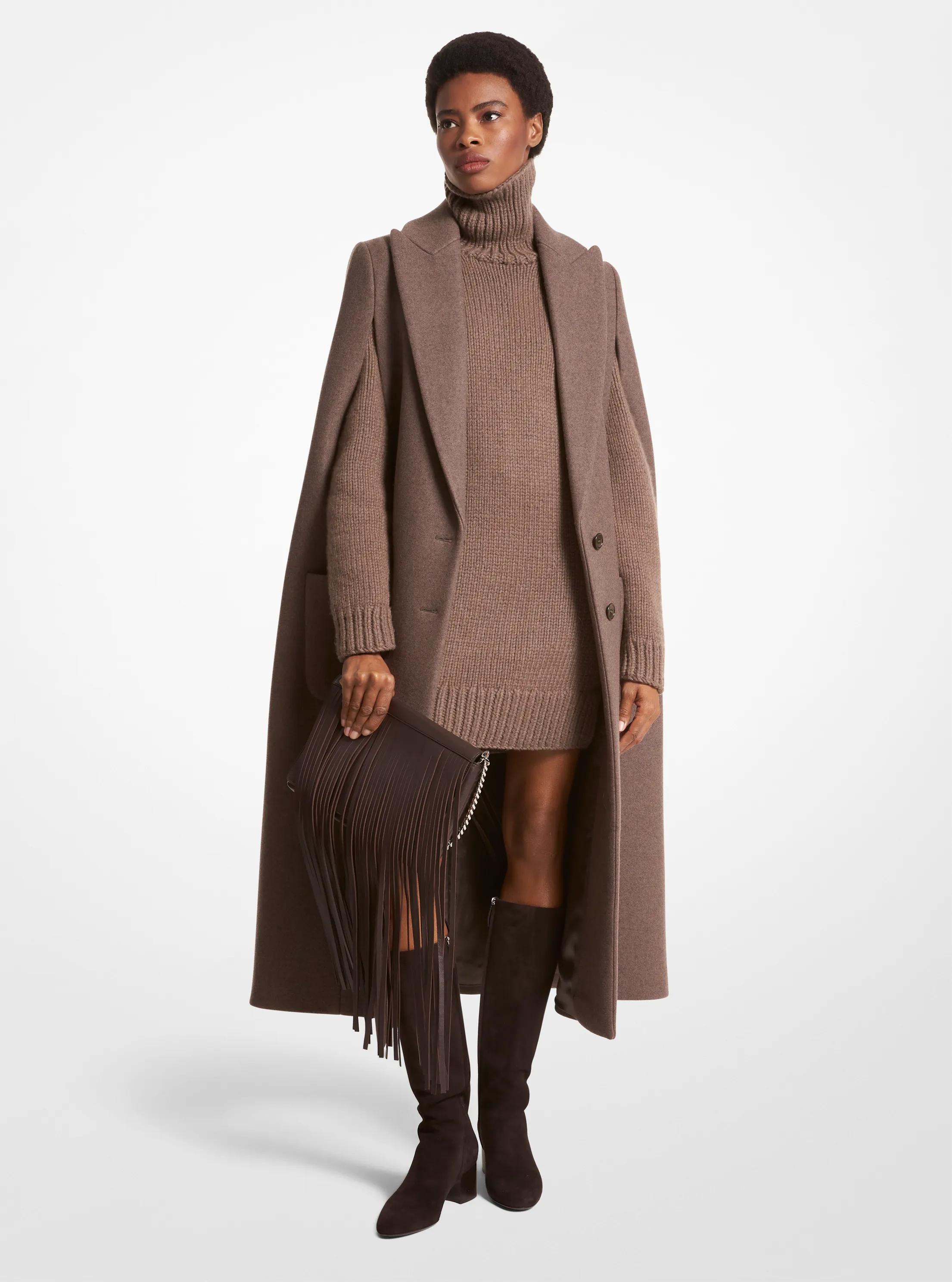 Wool Melton Cape Coat in MOCHA MELANGE | Michael Kors