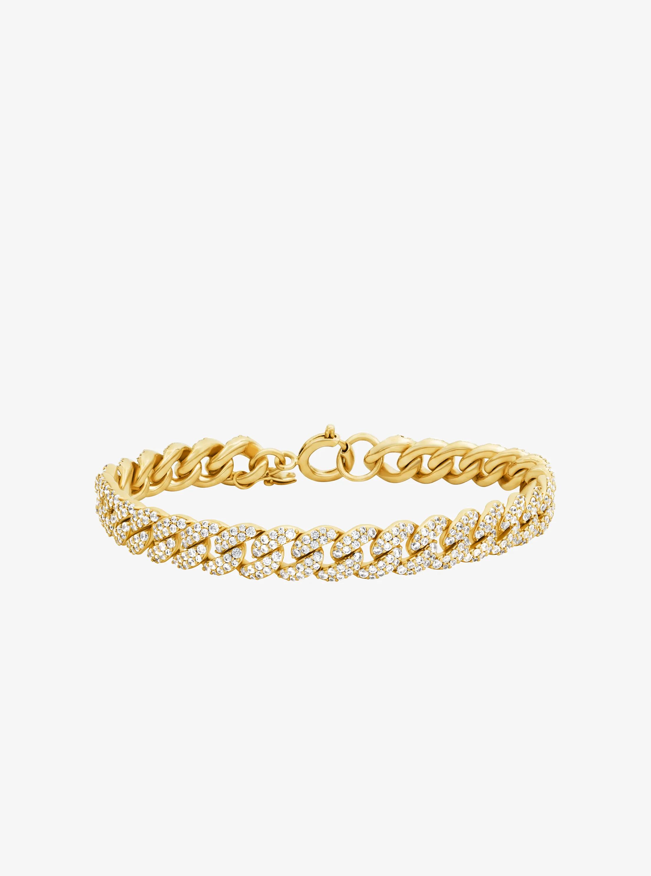 Pav&eacute; Curb-Link Chain Bracelet