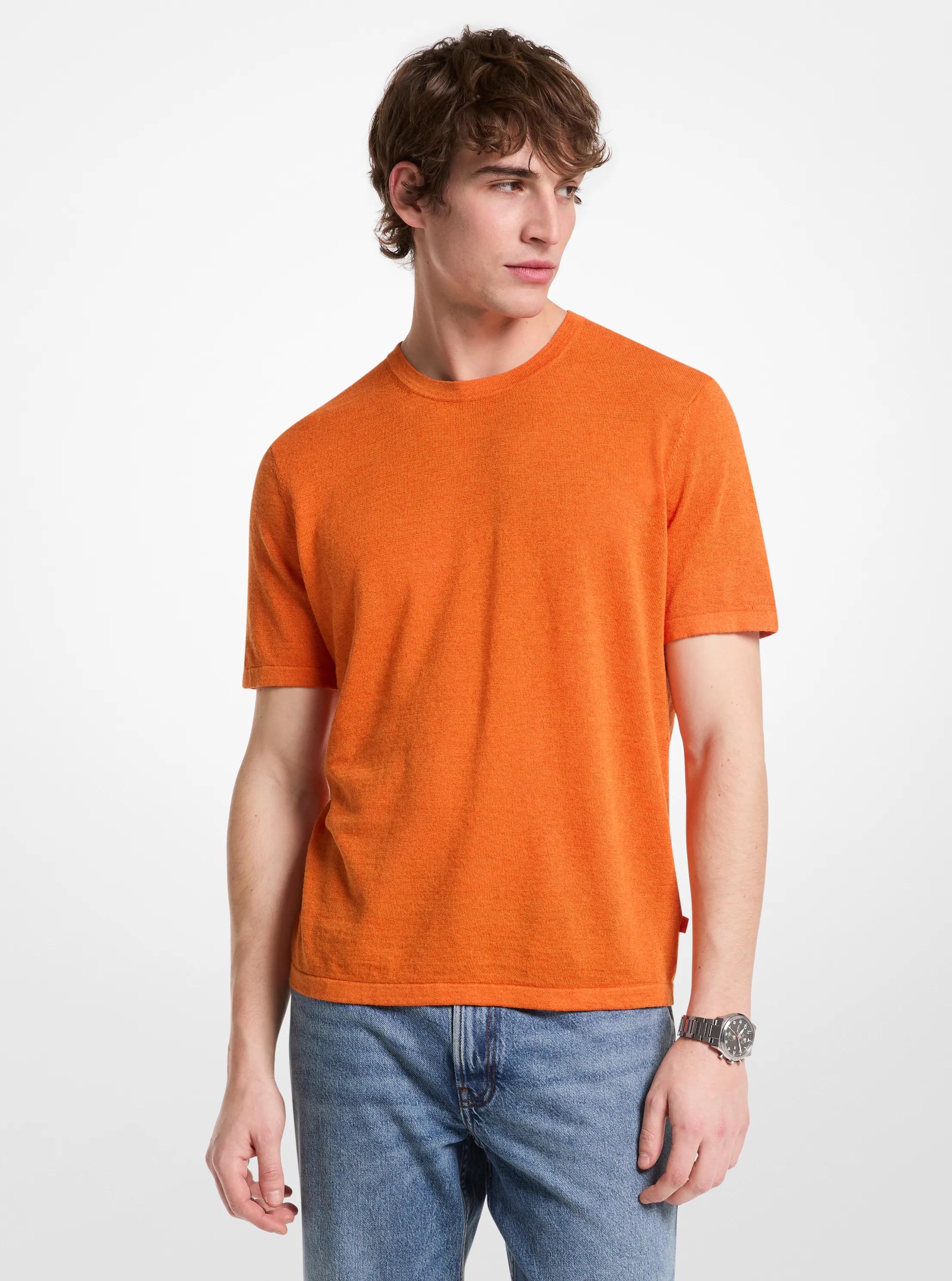 Linen and Cotton T-Shirt in LORANGE | Michael Kors