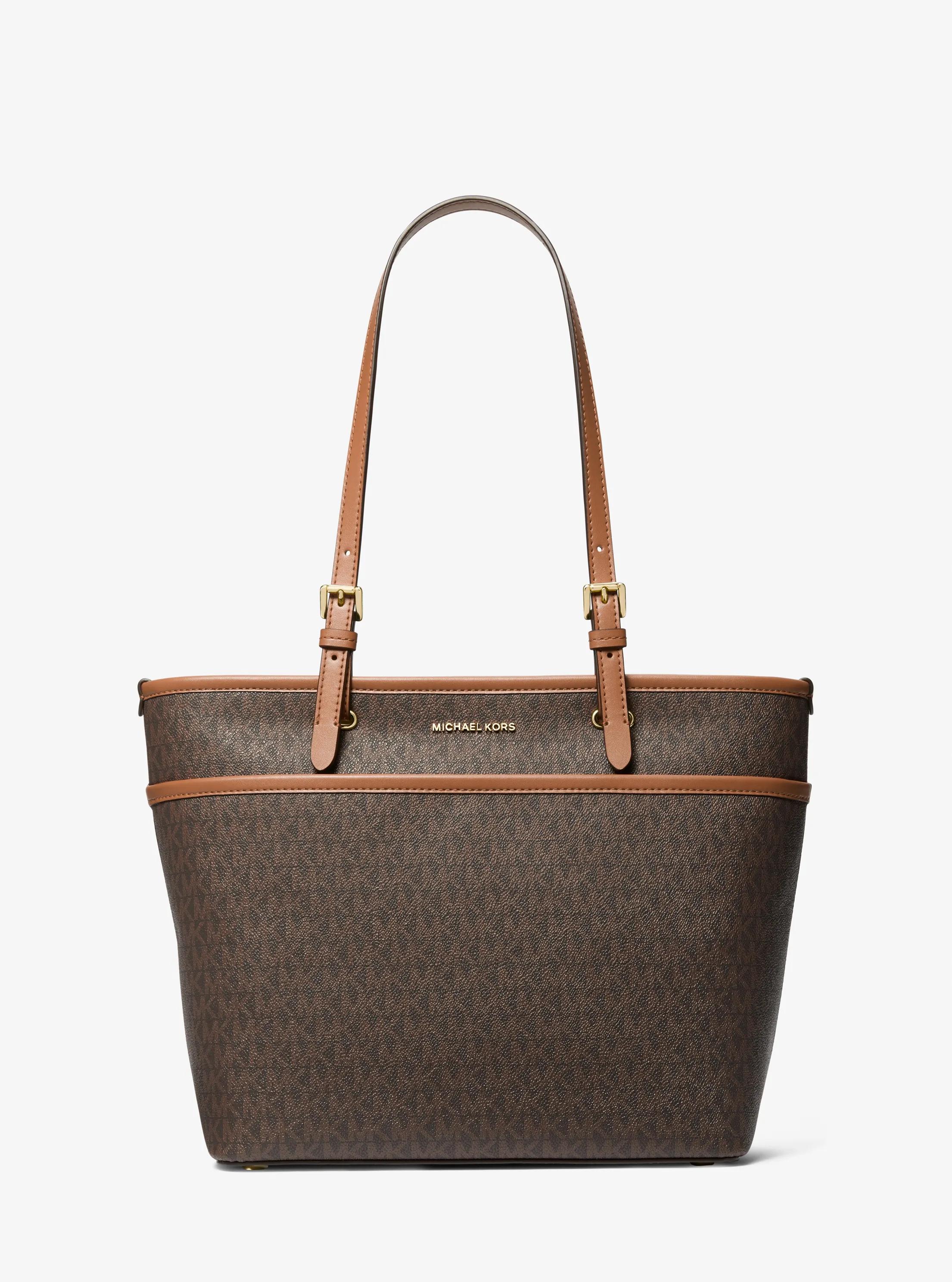 Winston Medium Signature Logo Pocket Tote Bag in BRN/ACORN | Michael Kors