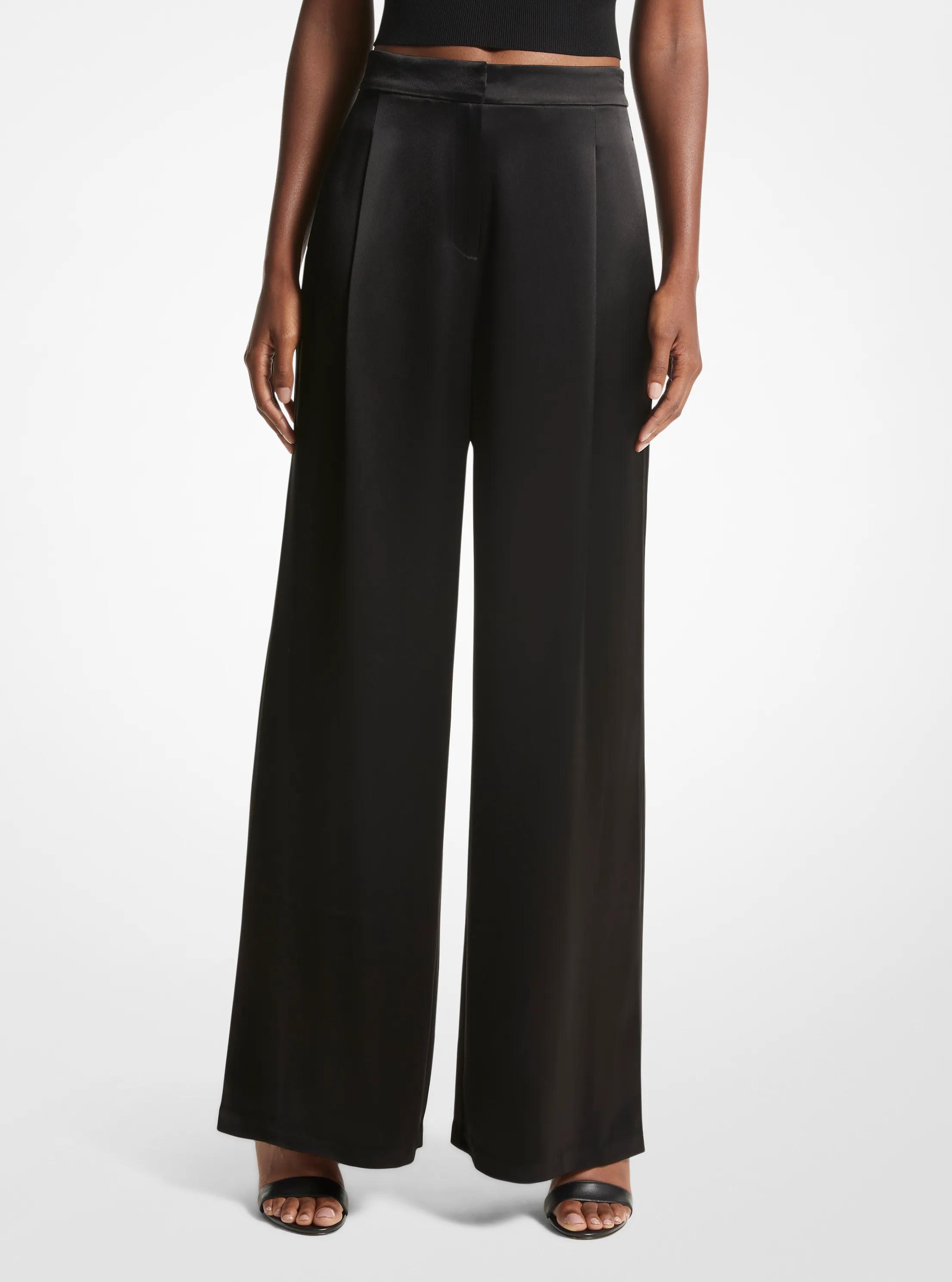 Satin Wide-Leg Pants in BLACK | Michael Kors