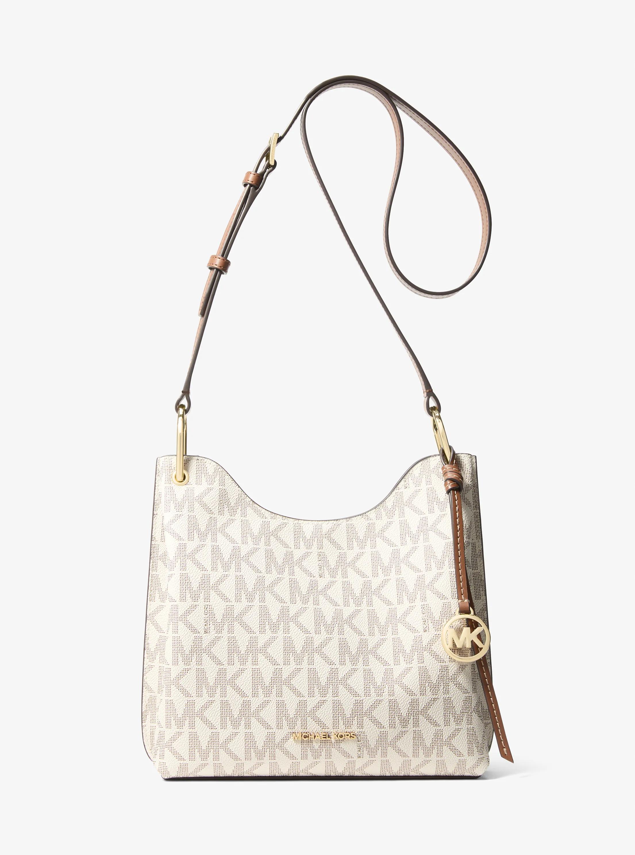 Borsa messenger Joan grande con logo in VANIGLIA/CUOIO | Michael Kors
