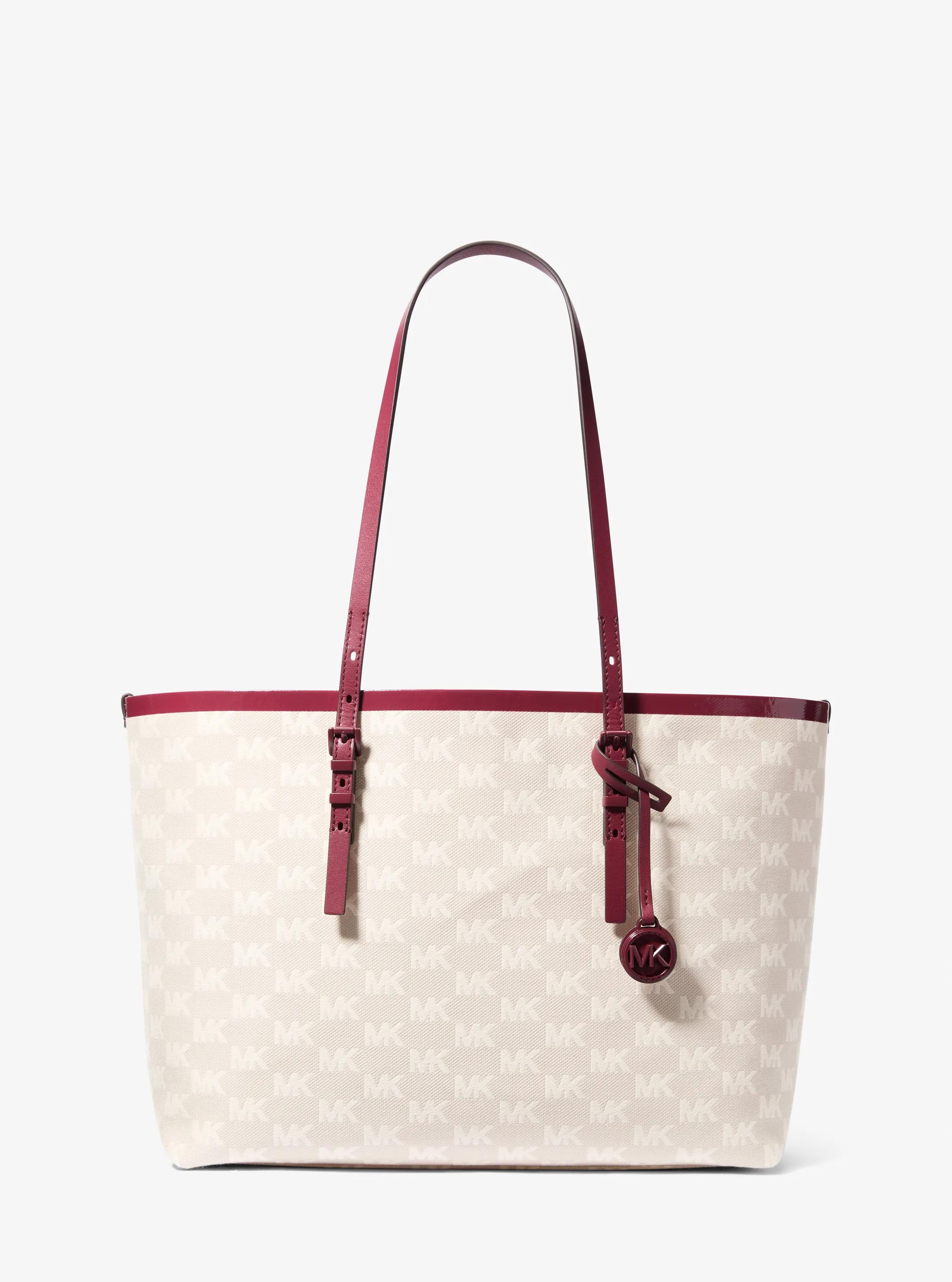 Quinn Large Logo Jacquard Tote Bag with Pouch in MULBERRY | Michael Kors
