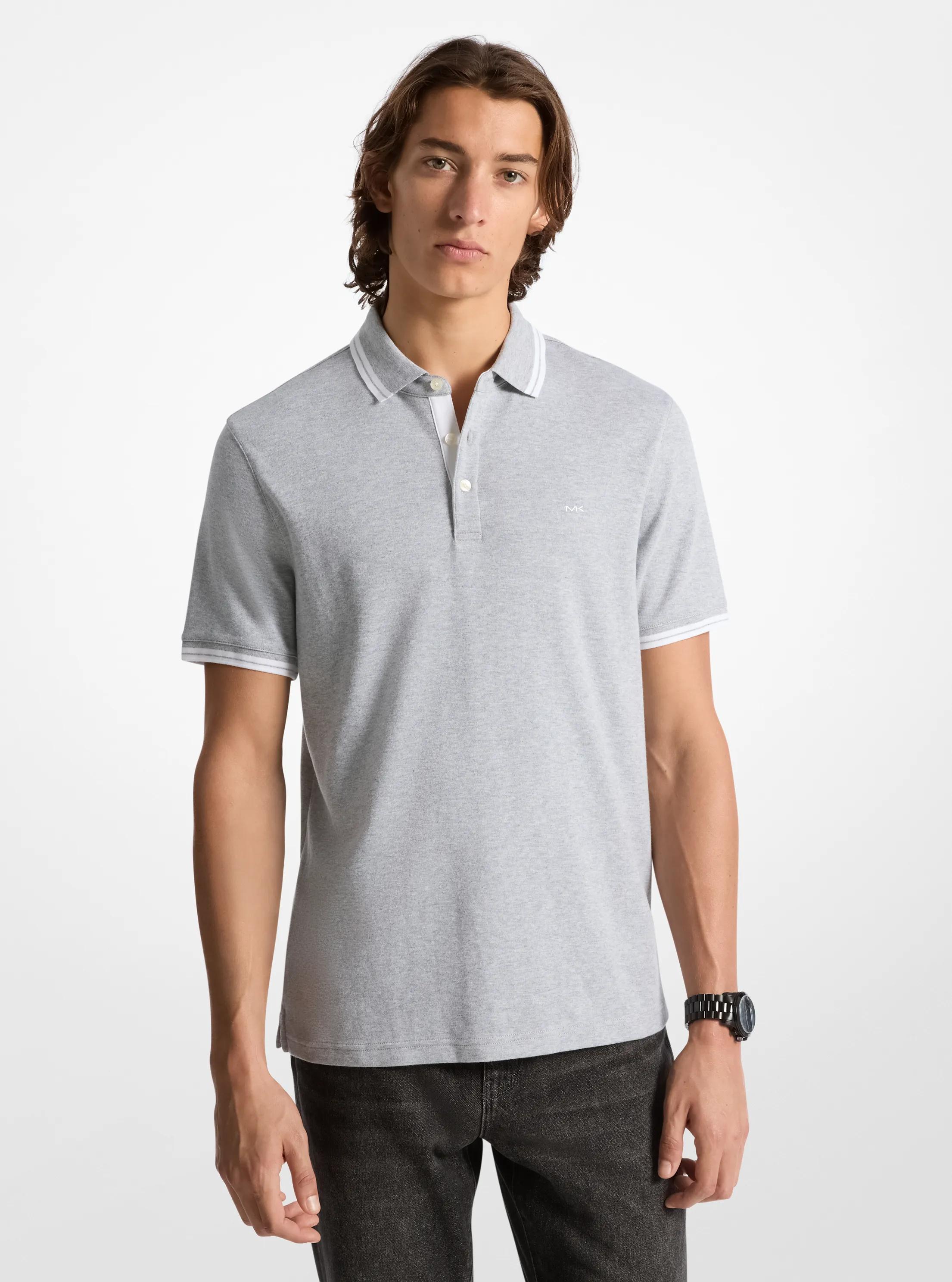 Greenwich Cotton Polo Shirt in HEATHER GREY | Michael Kors