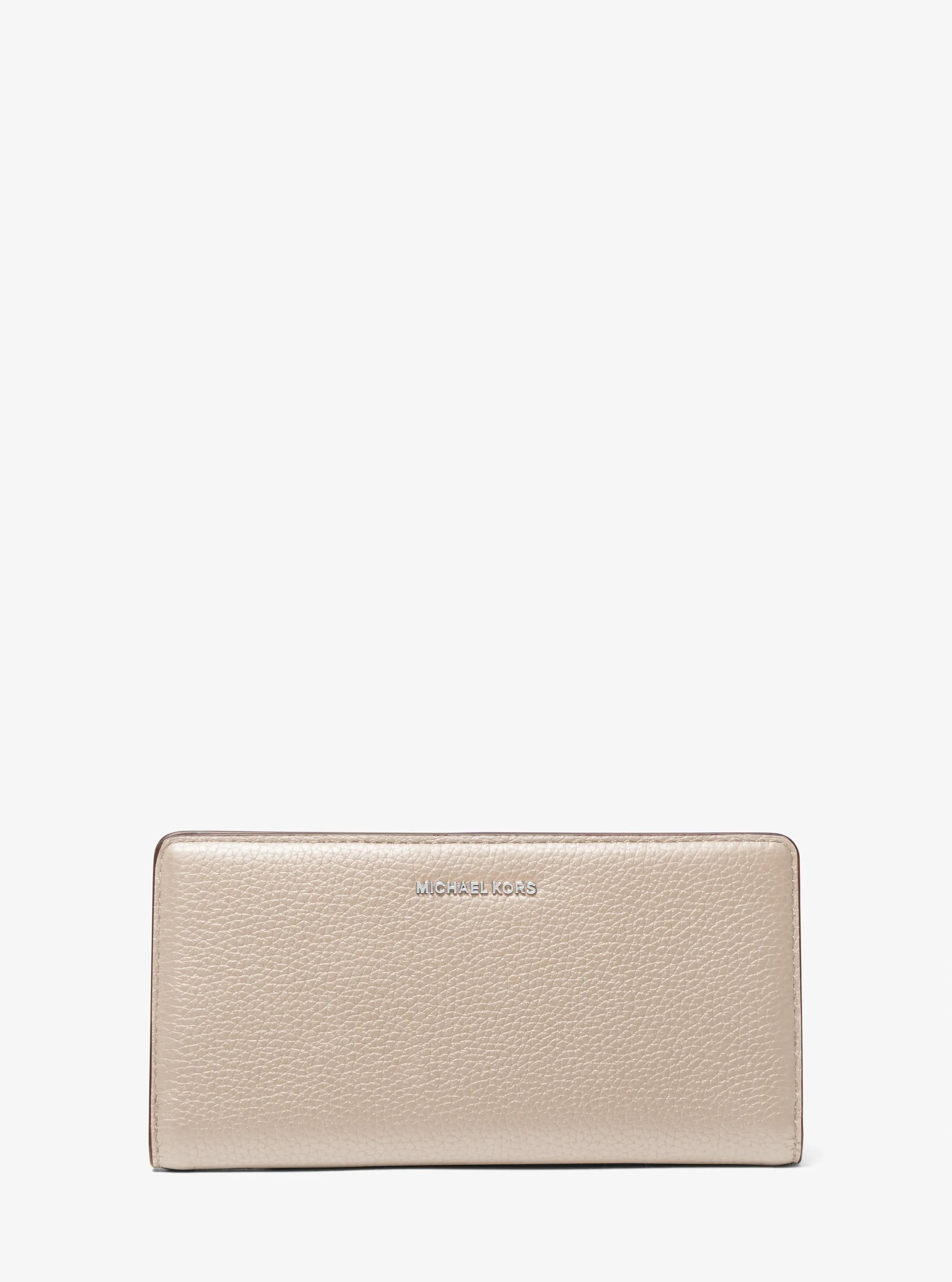 Bryant Large Pebbled Leather Snap-Front Wallet in LIGHT SAND | Michael Kors