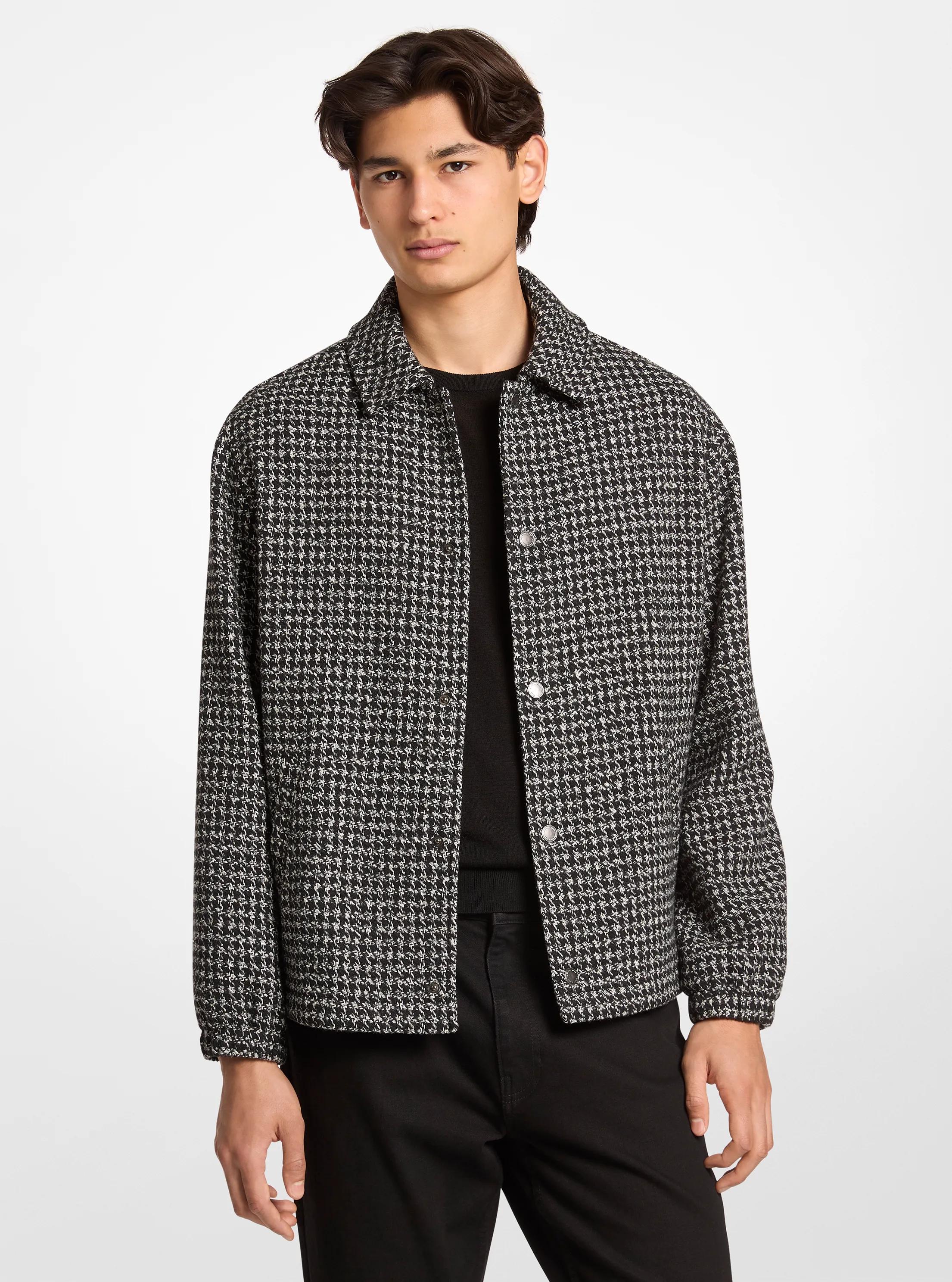 Houndstooth Jacquard Jacket in BLACK | Michael Kors