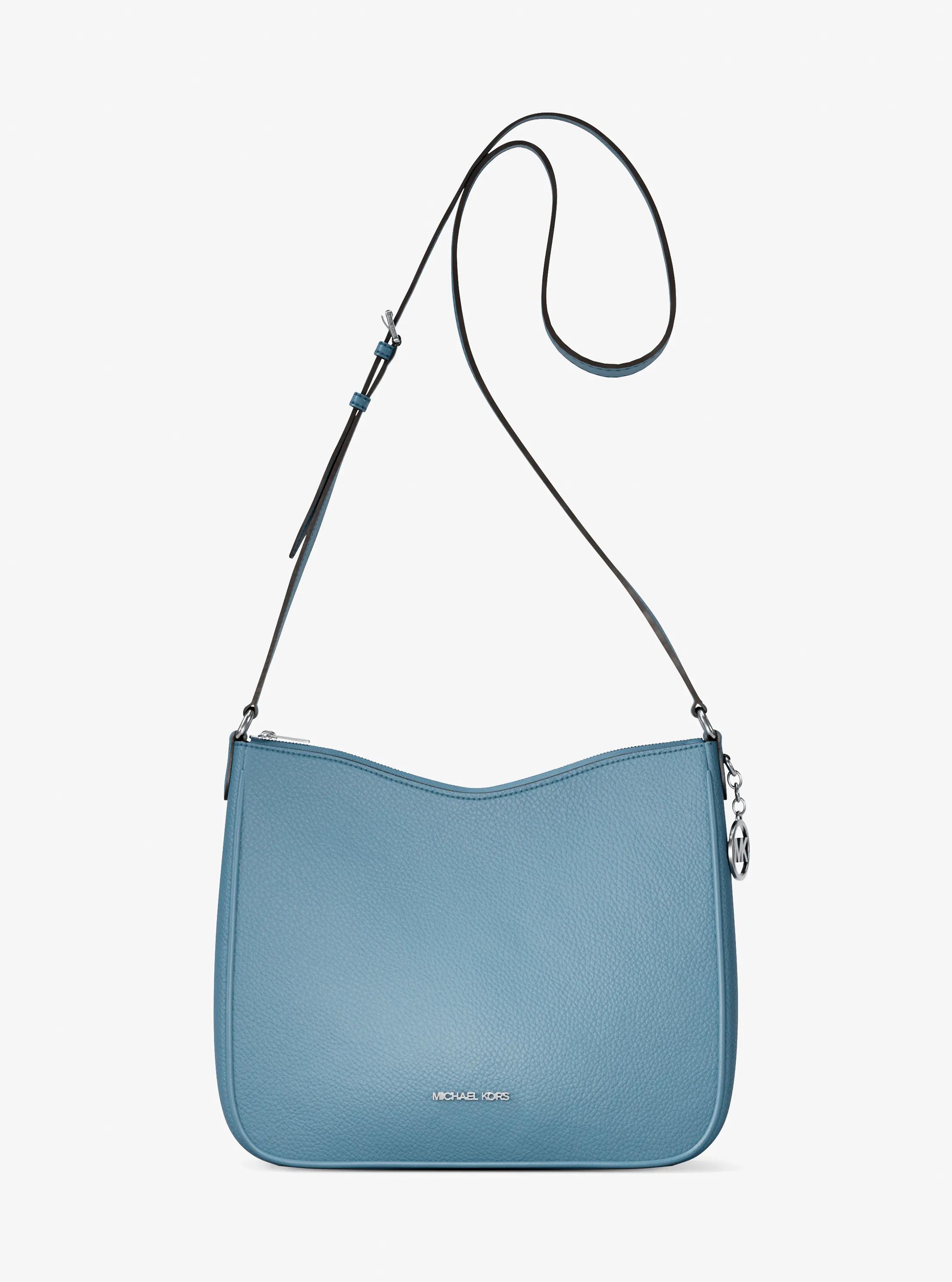 Nayla Medium Pebbled Leather Messenger Bag in DENIM | Michael Kors