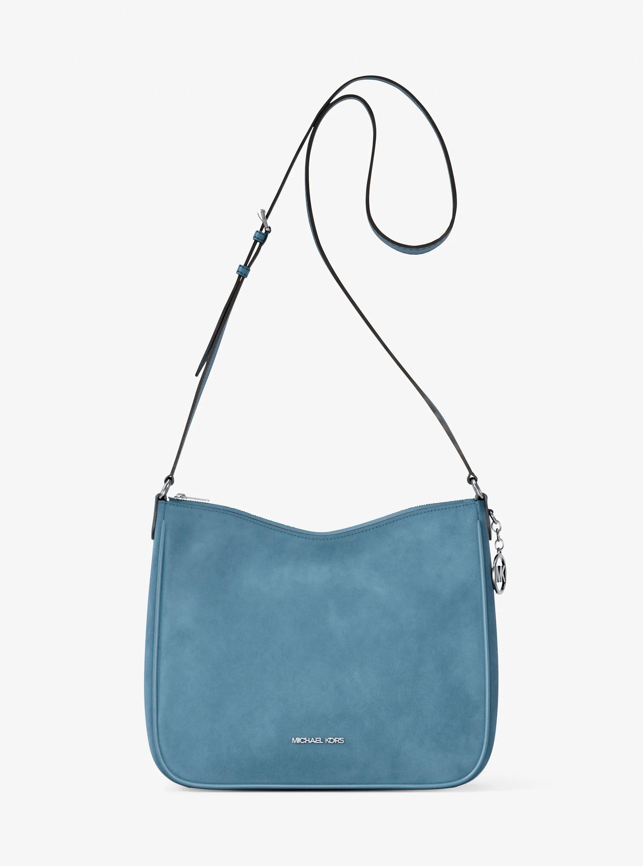 Nayla Medium Suede Messenger Bag in DENIM | Michael Kors