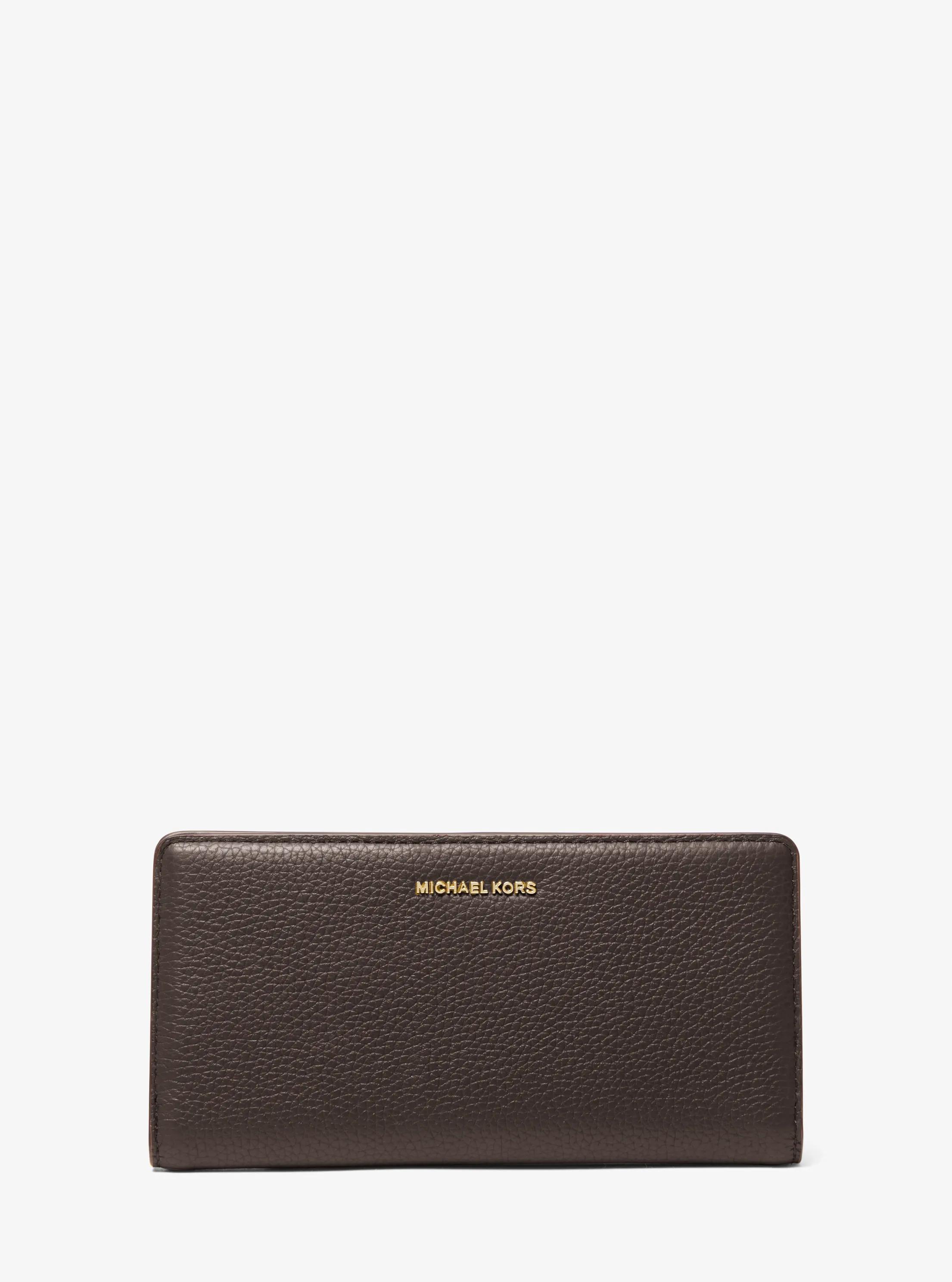 Bryant Large Pebbled Leather Snap-Front Wallet in CHOCOLATE | Michael Kors