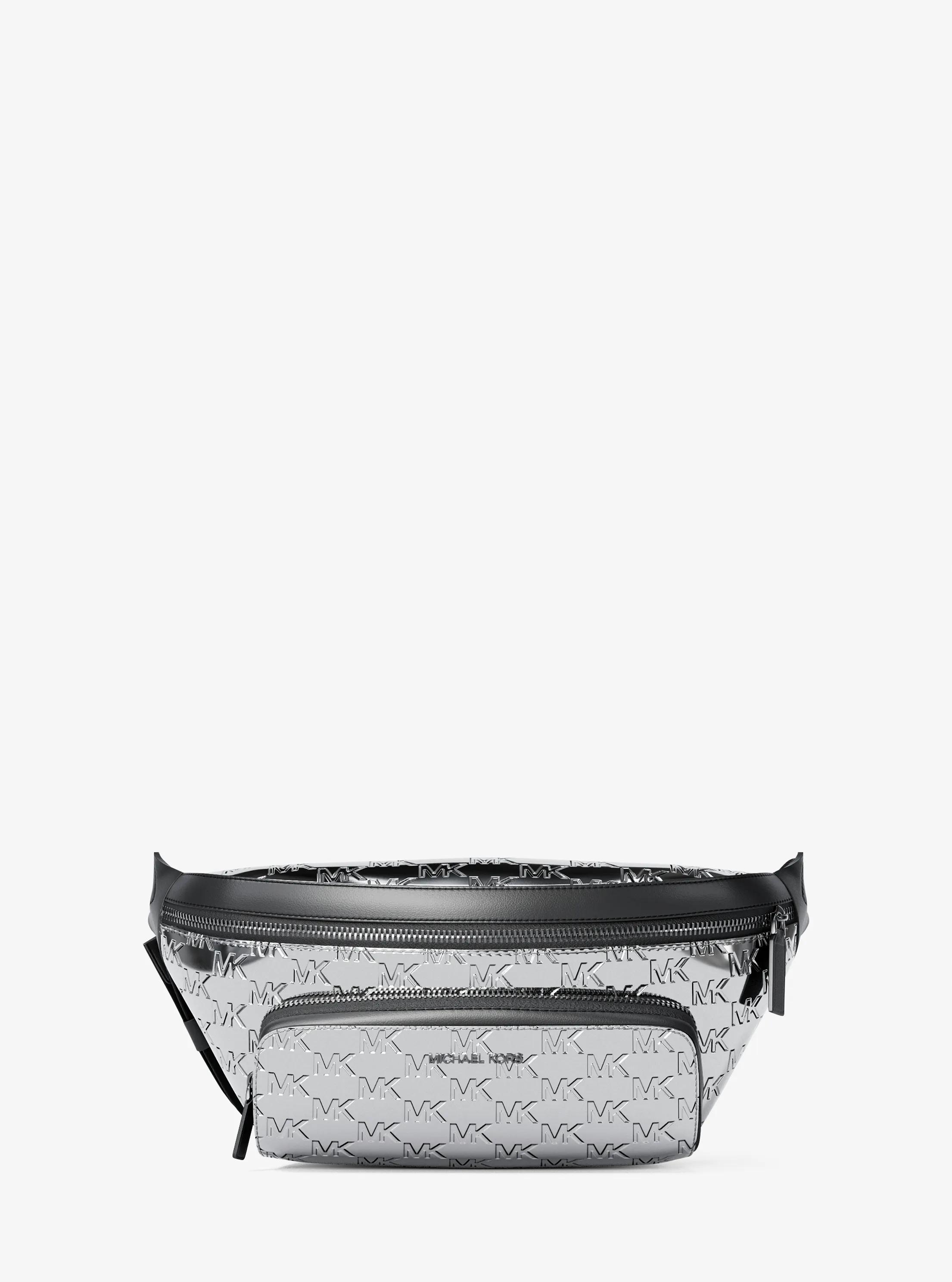 Cooper Medium Metallic Logo Debossed Utility Sling Pack in SILVER | Michael Kors