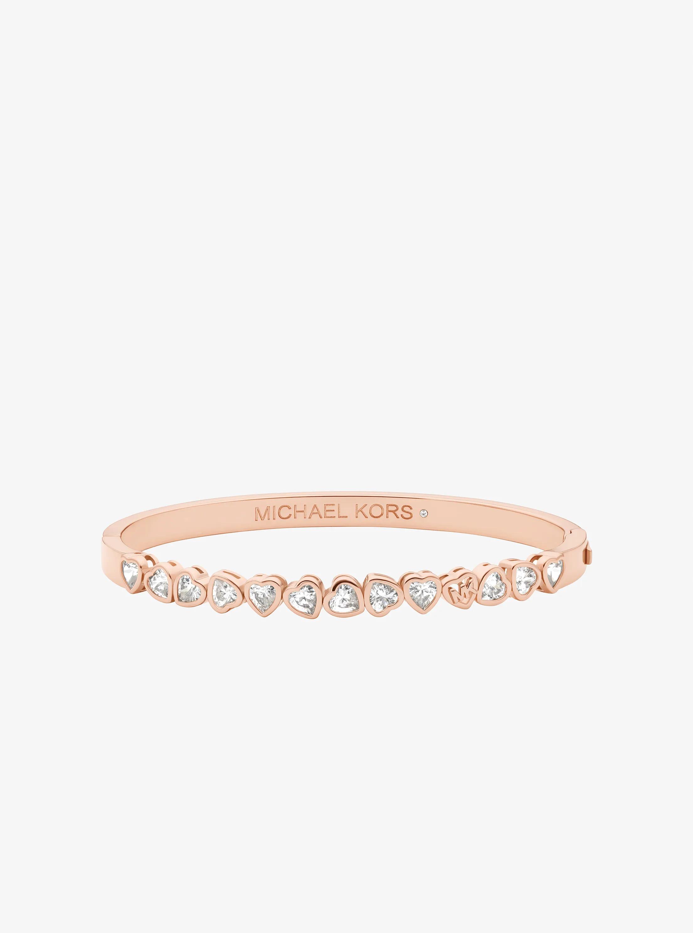 Pulsera r&iacute;gida de coraz&oacute;n con incrustaciones in DORADO ROSA | Michael Kors