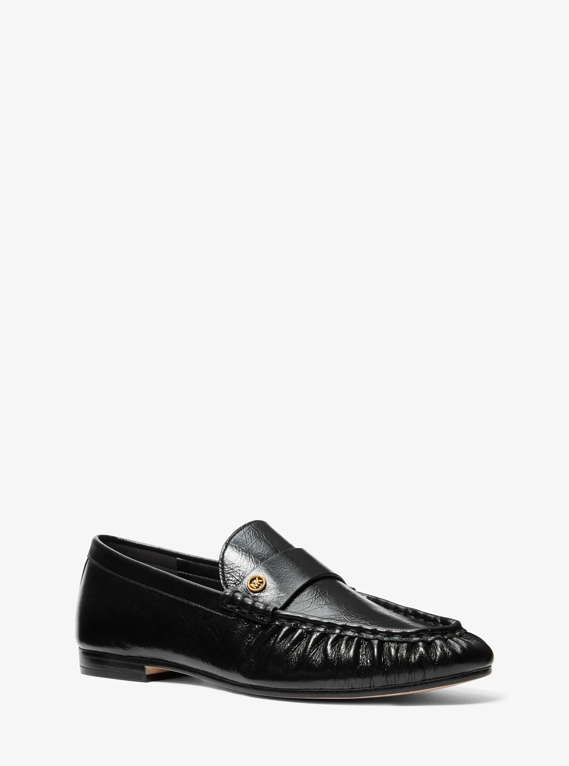 Jennings Crinkled Leather Loafer in BLACK | Michael Kors