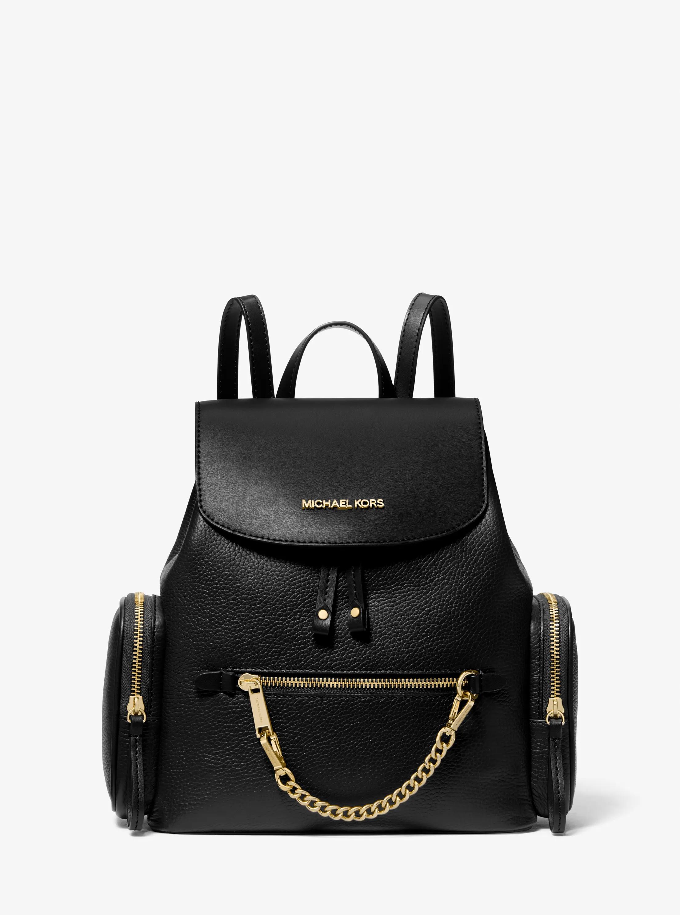 Mochila Jet Set mediana de piel granulada in NEGRO | Michael Kors