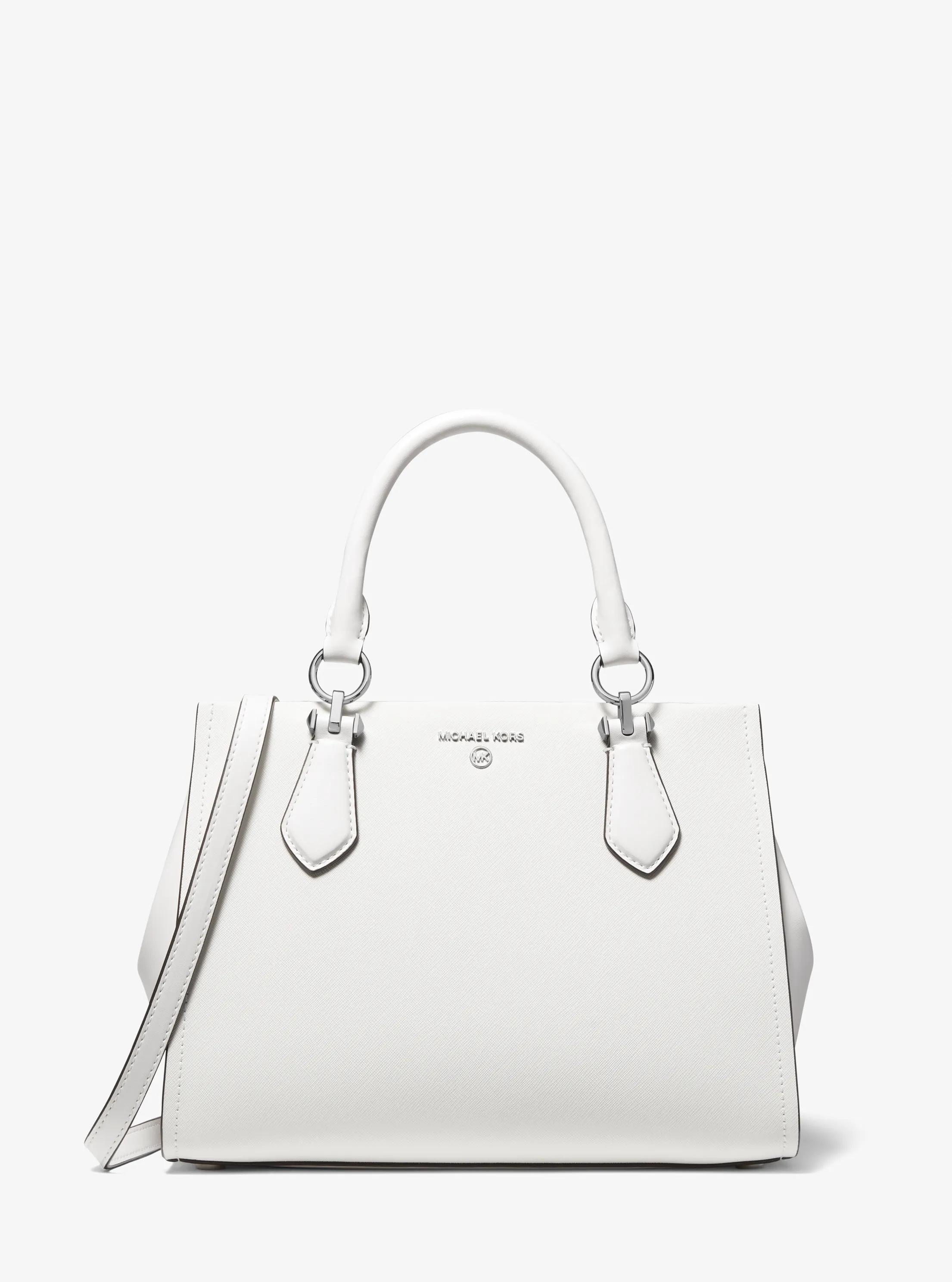 Marilyn Medium Saffiano Leather Satchel in OPTIC WHITE | Michael Kors