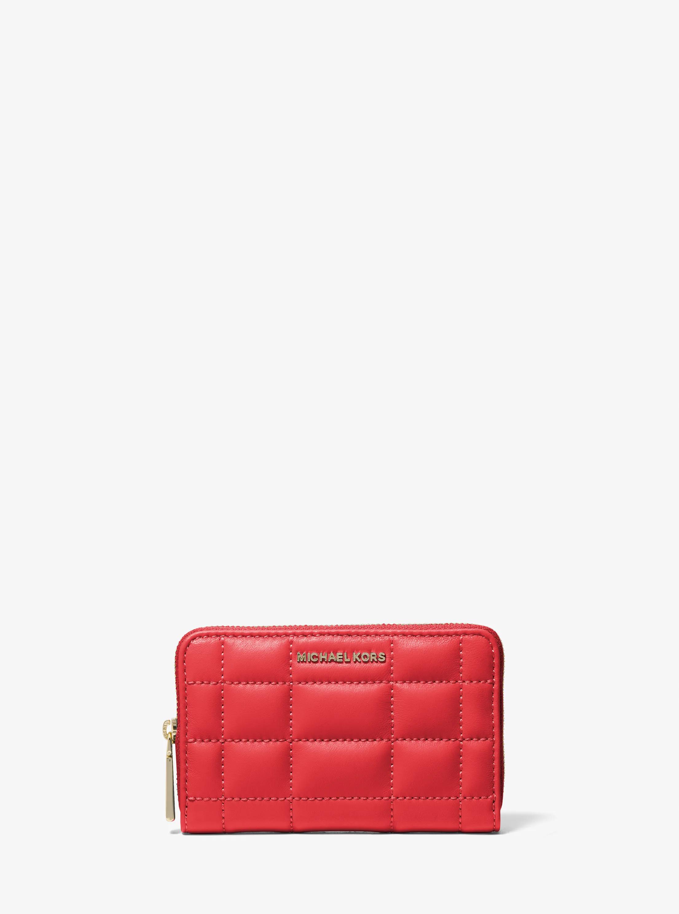 Petit portefeuille en cuir matelass&eacute; in ROUGE LACQU&Eacute; | Michael Kors