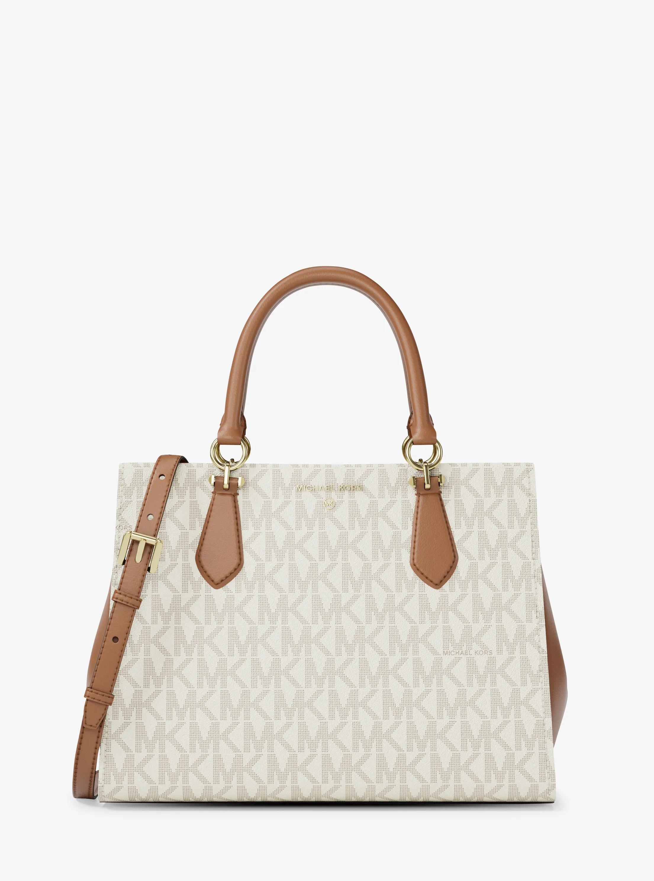 Borsa a mano convertibile Marilyn media con stampa logo in VANIGLIA | Michael Kors
