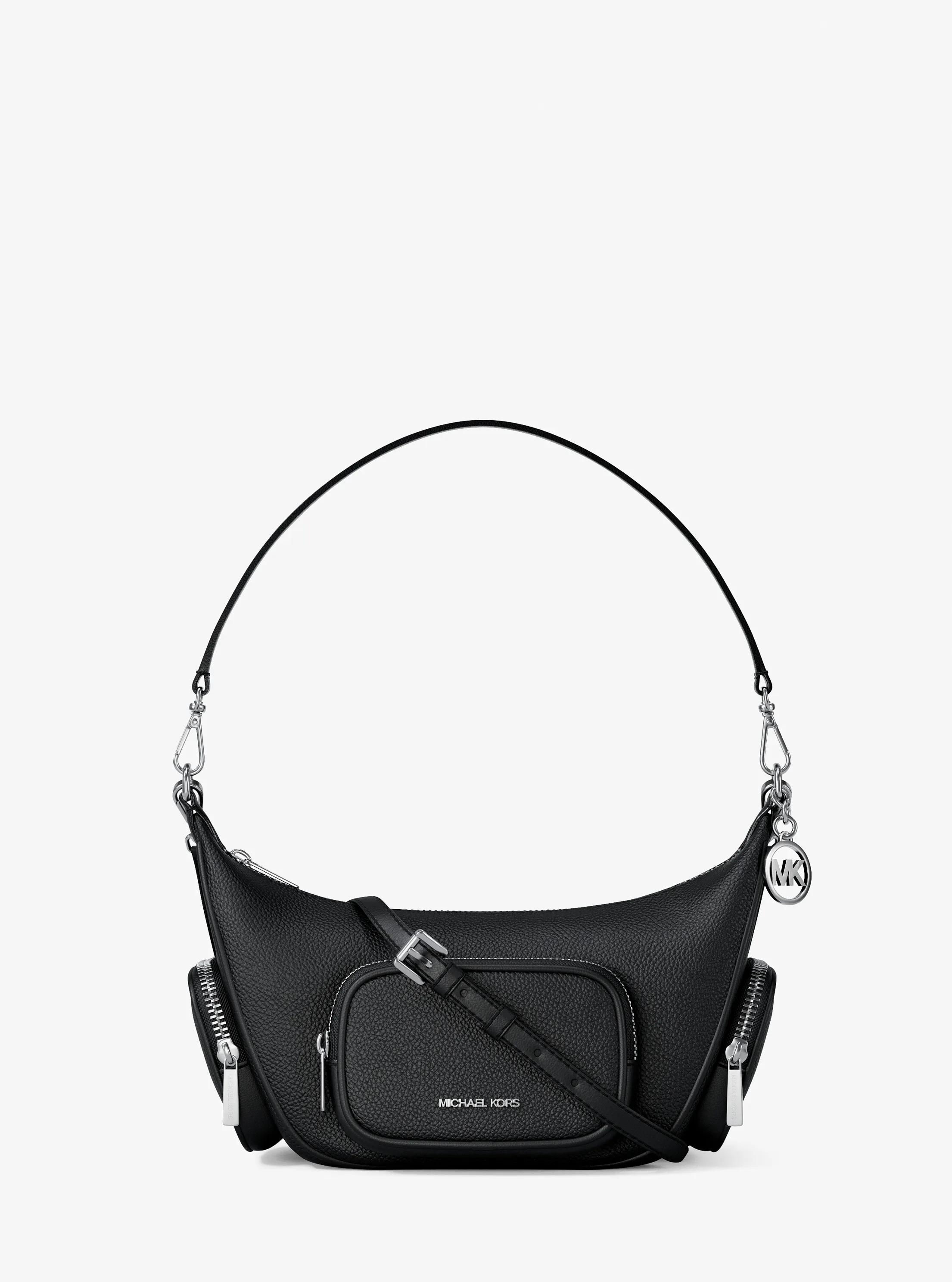 Merritt Small Pebbled Leather Convertible Crossbody Bag in BLACK | Michael Kors