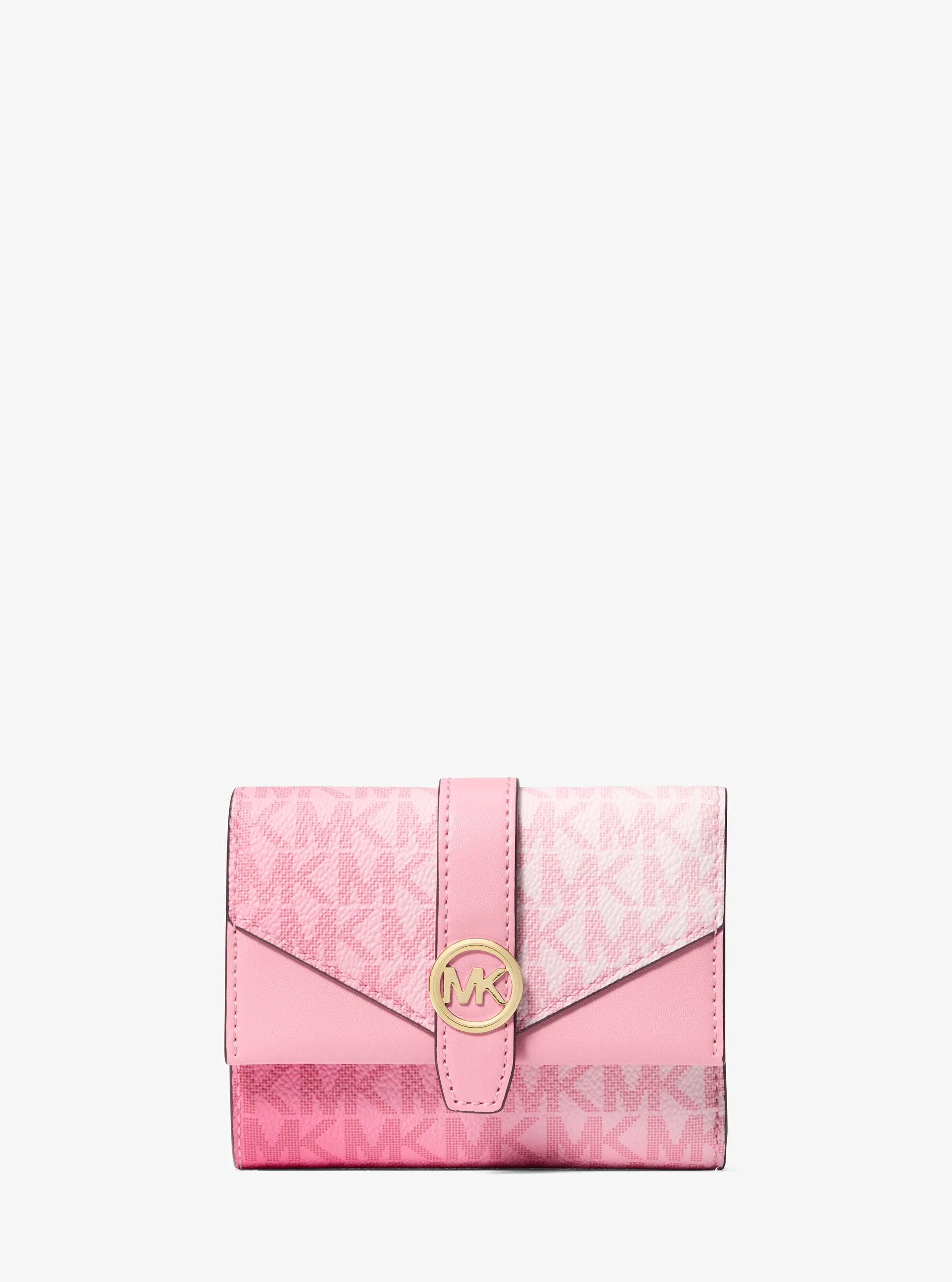 Greenwich Medium Ombr&eacute; Signature Logo Tri-Fold Wallet in CARNATION | Michael Kors