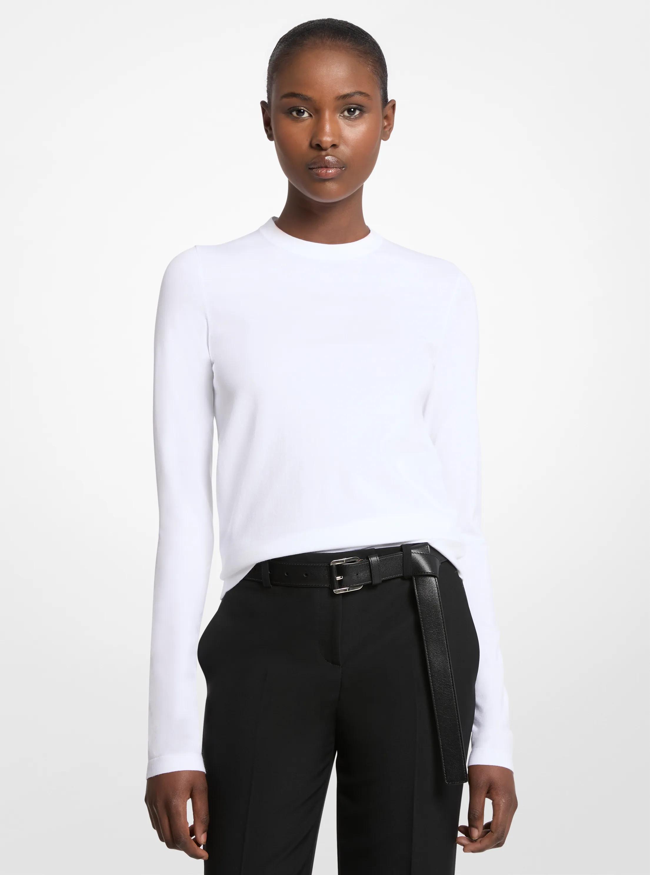 Camiseta de manga larga de viscosa el&aacute;stica in BLANCO INTENSO | Michael Kors