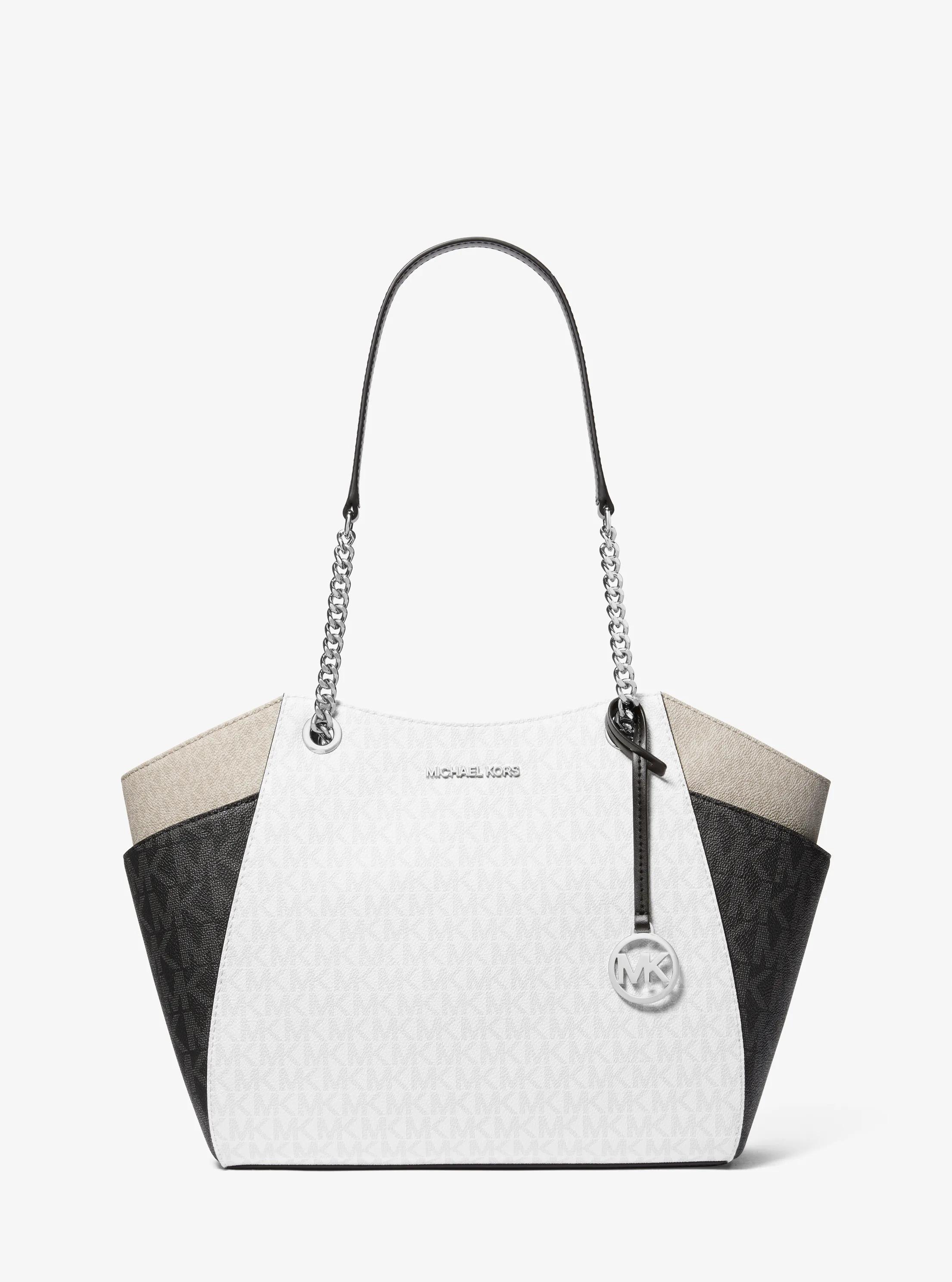 Jet Set Large Color-Block Signature Logo Shoulder Bag in OPWHT MULTI | Michael Kors
