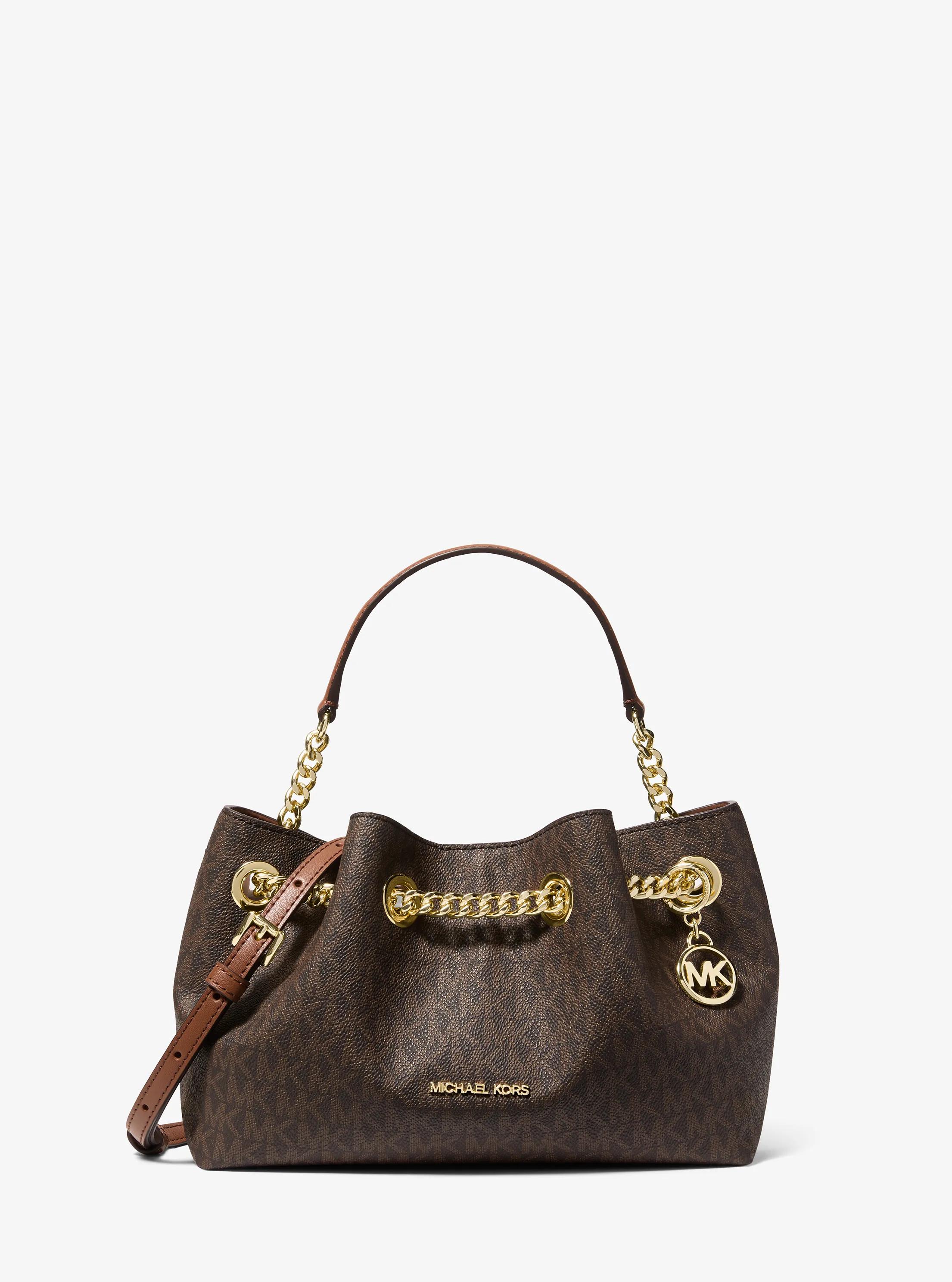 Mina Small Signature Logo Crossbody Bag in BROWN | Michael Kors