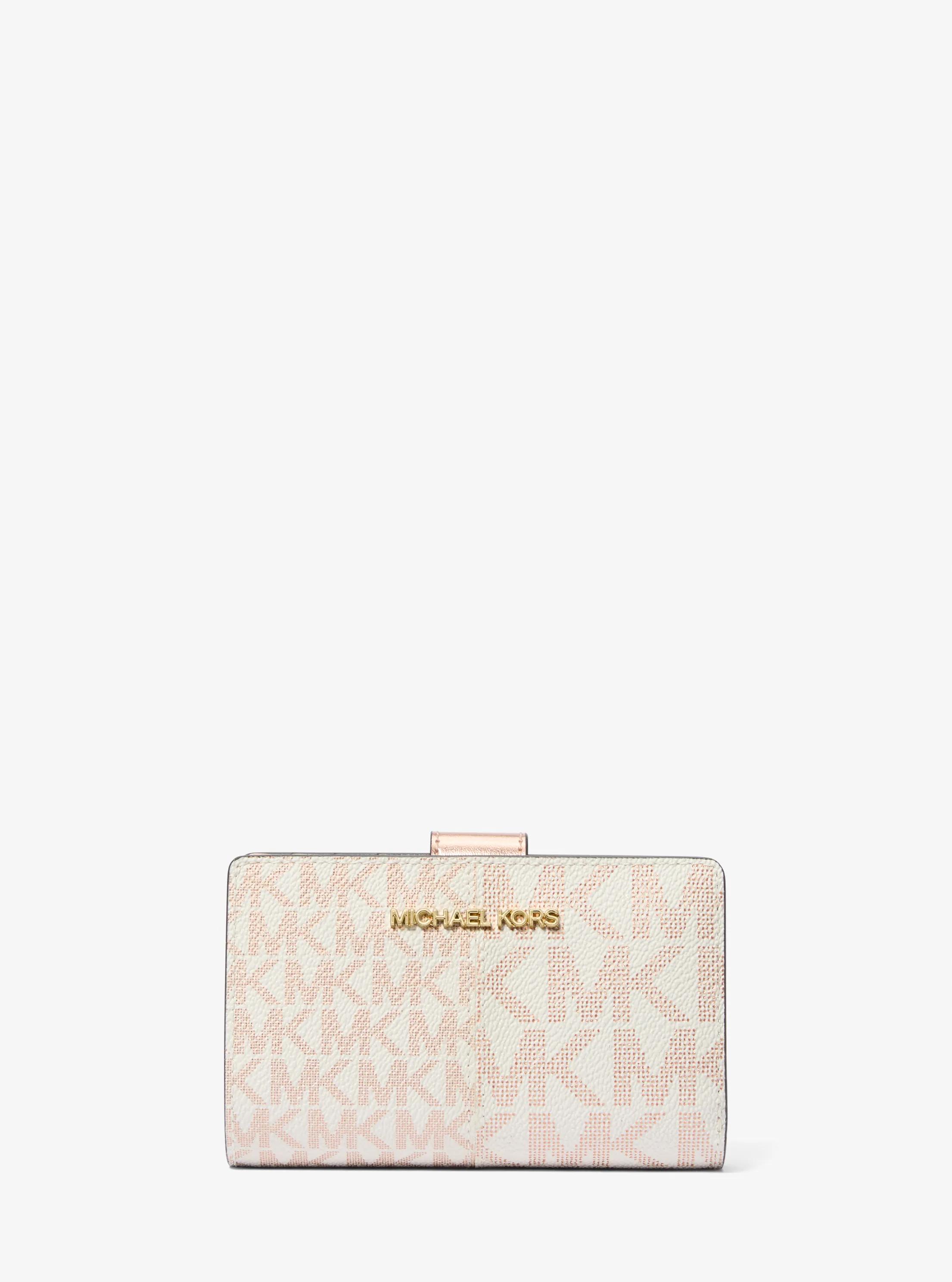 Jet Set Medium Metallic Logo Wallet in ROSE GOLD | Michael Kors