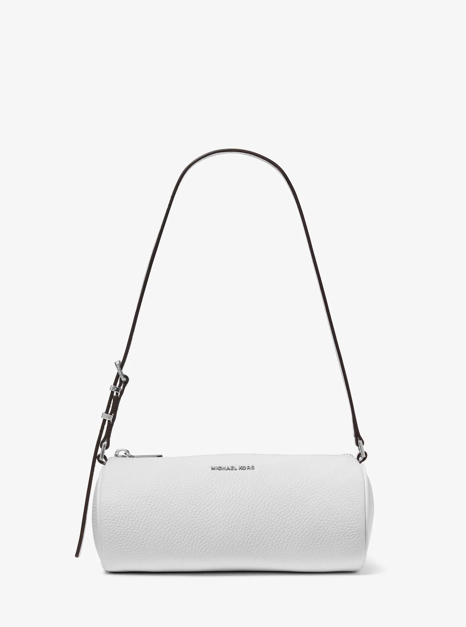 Izzy Small Pebbled Leather Barrel Pochette in OPTIC WHITE | Michael Kors