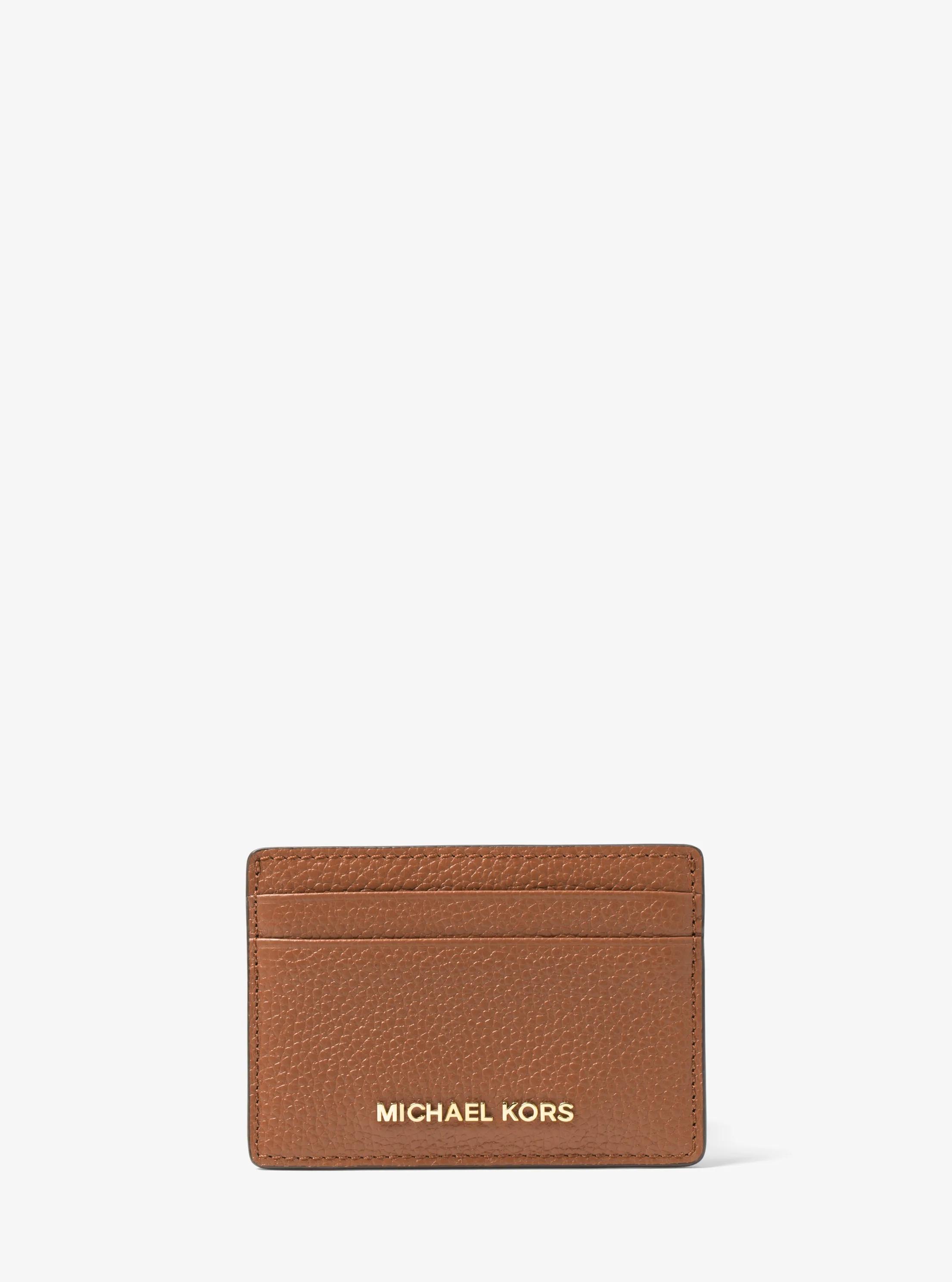 MK Porte-cartes en cuir grainé - Marron - Michael Kors