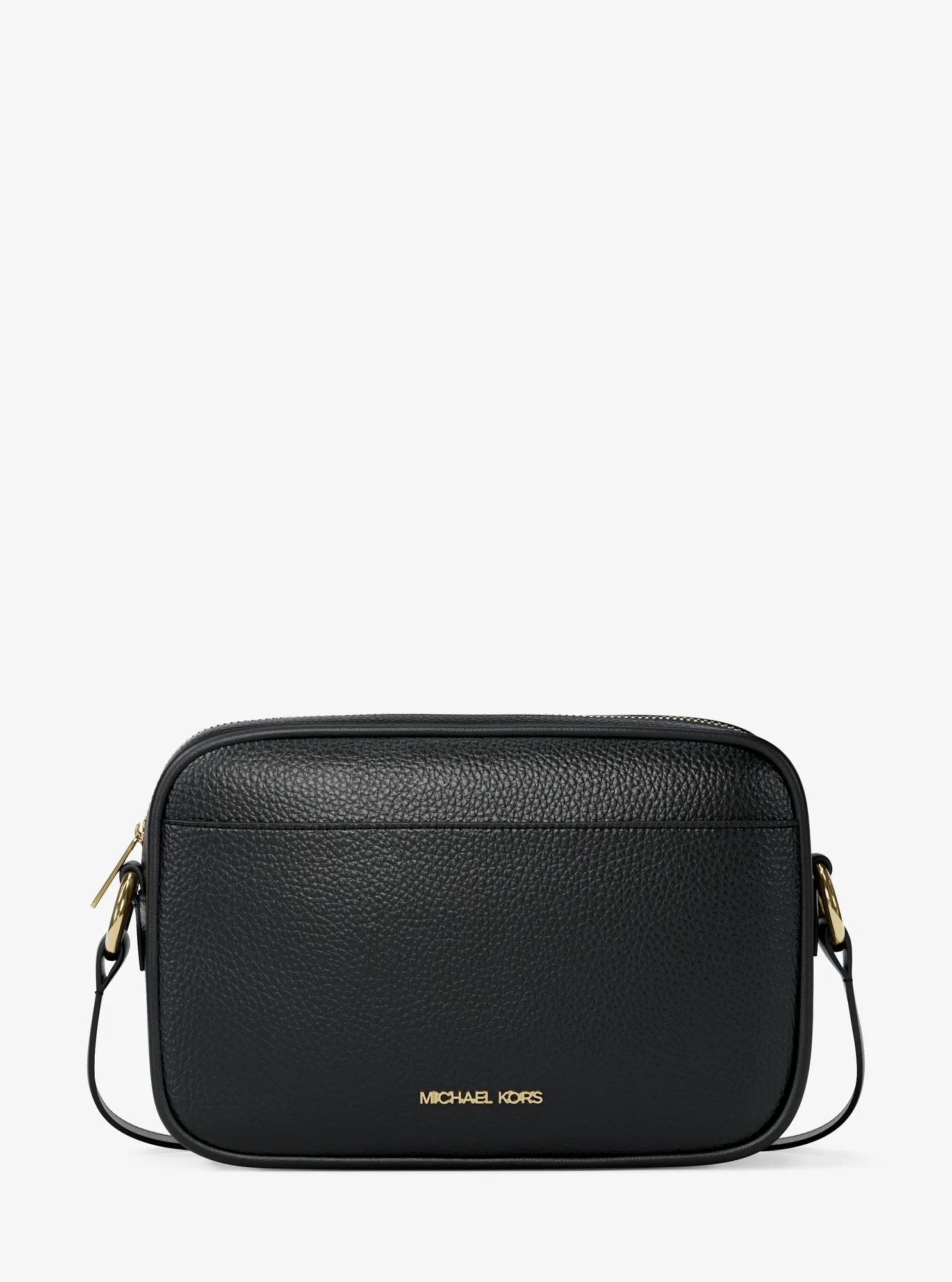 Jet Set Pebbled Leather Camera Crossbody Bag in BLACK | Michael Kors