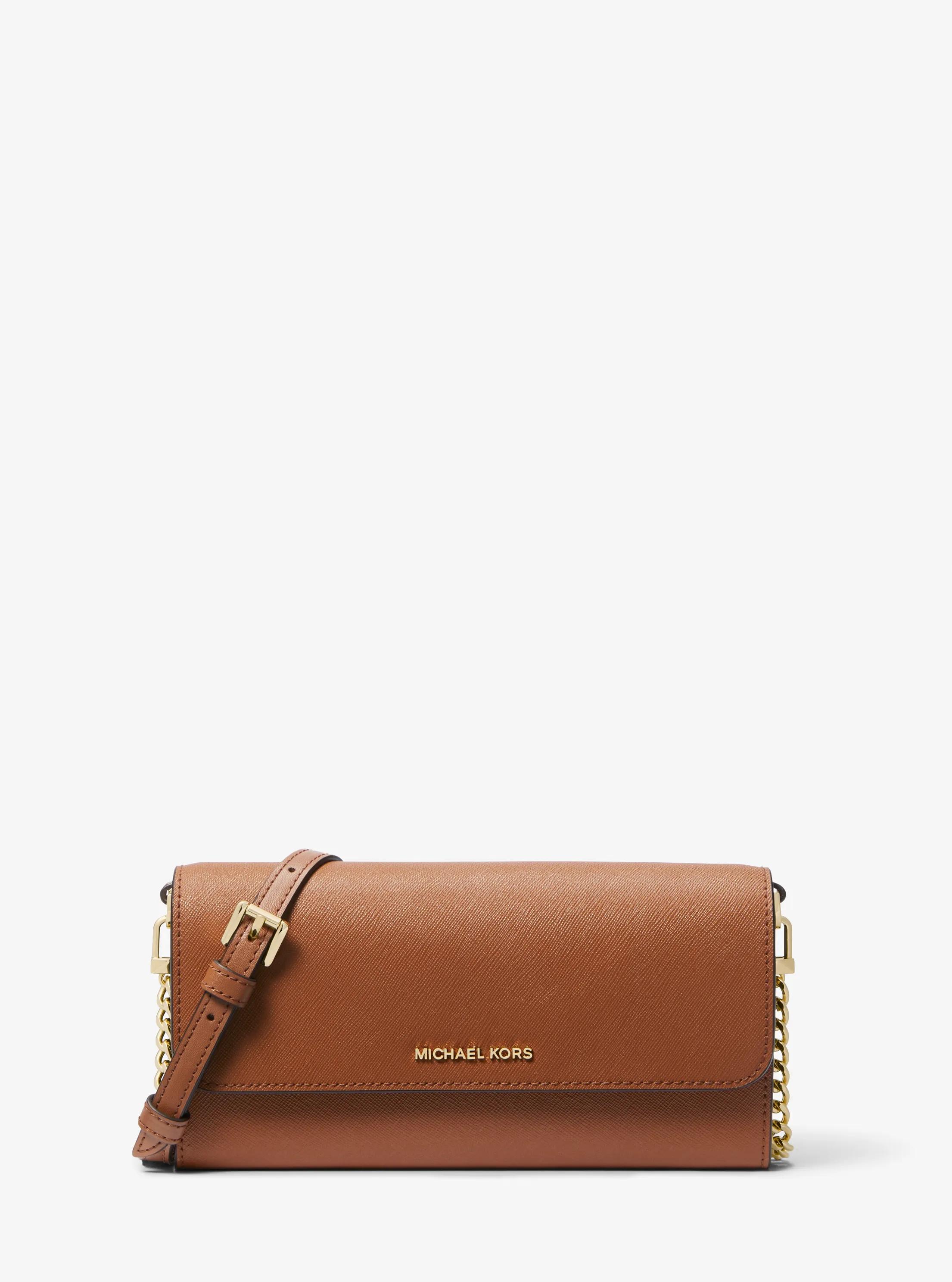 Jet Set Large Saffiano Leather Convertible Crossbody Bag in LUGGAGE | Michael Kors