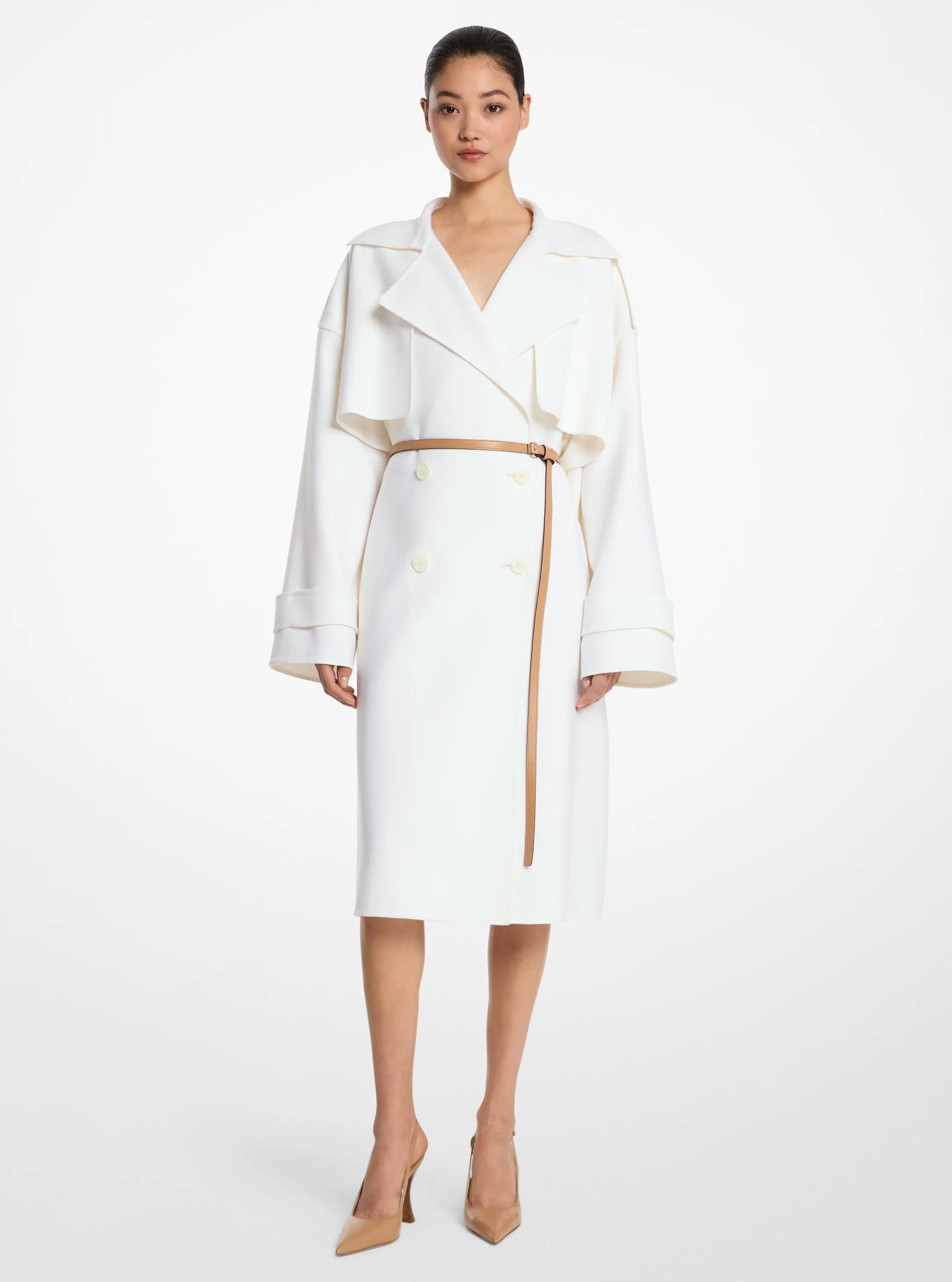 Double Face Wool Blend Gabardine Trench Coat