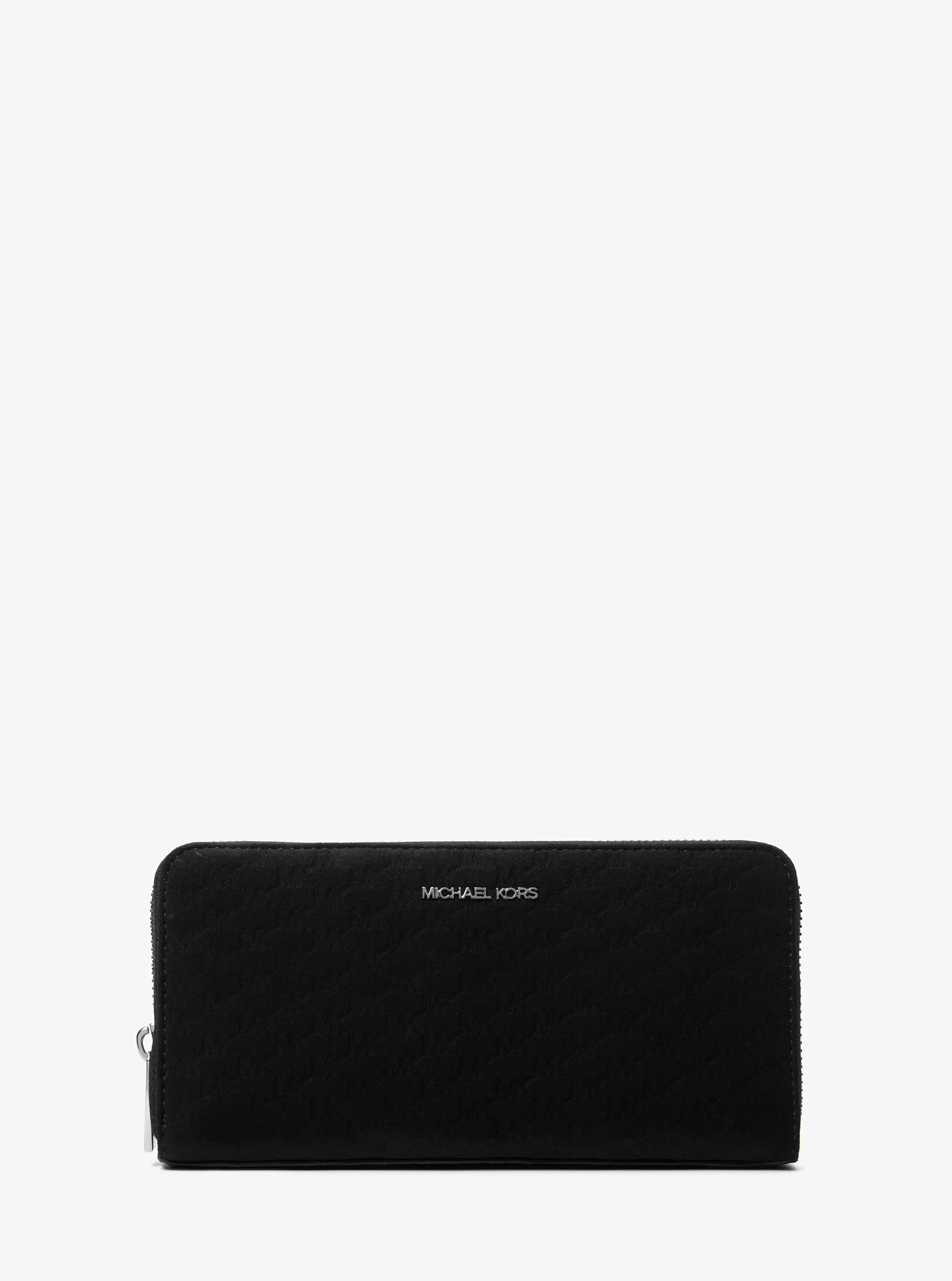 Billetera Cooper de microgamuza de poli&eacute;ster con cremallera y logotipo grabado in NEGRO | Michael Kors