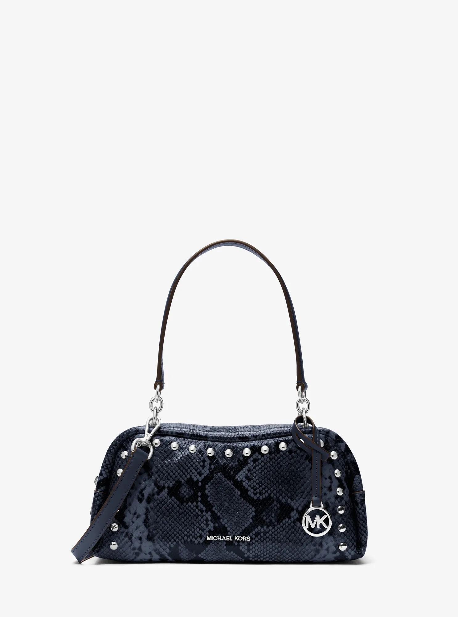 Bolso de hombro Cecily peque&ntilde;o con tachuelas y dise&ntilde;o de serpiente en relieve in AZUL MARINO | Michael Kors
