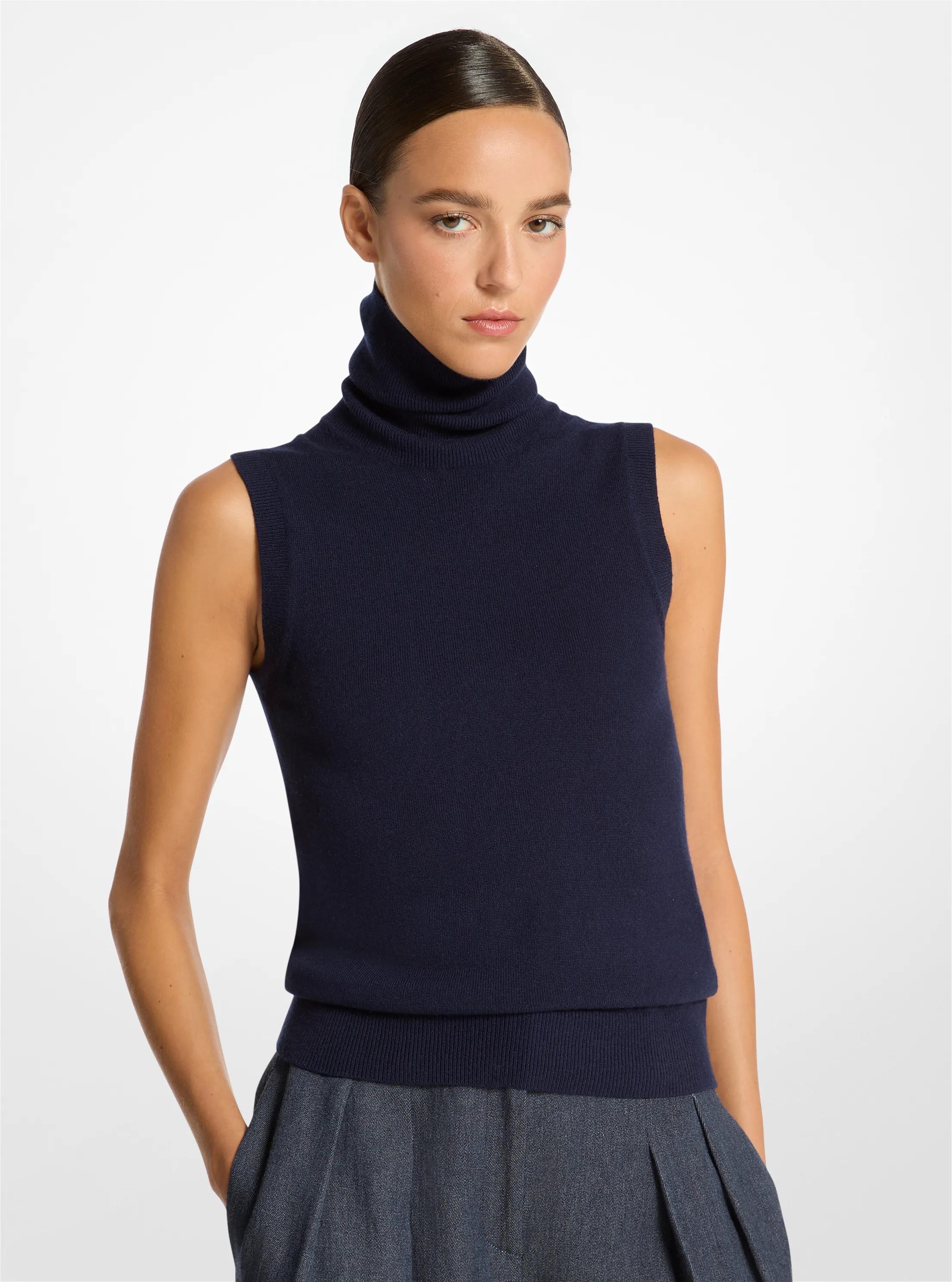 Cashmere Sleeveless Turtleneck in MARITIME | Michael Kors