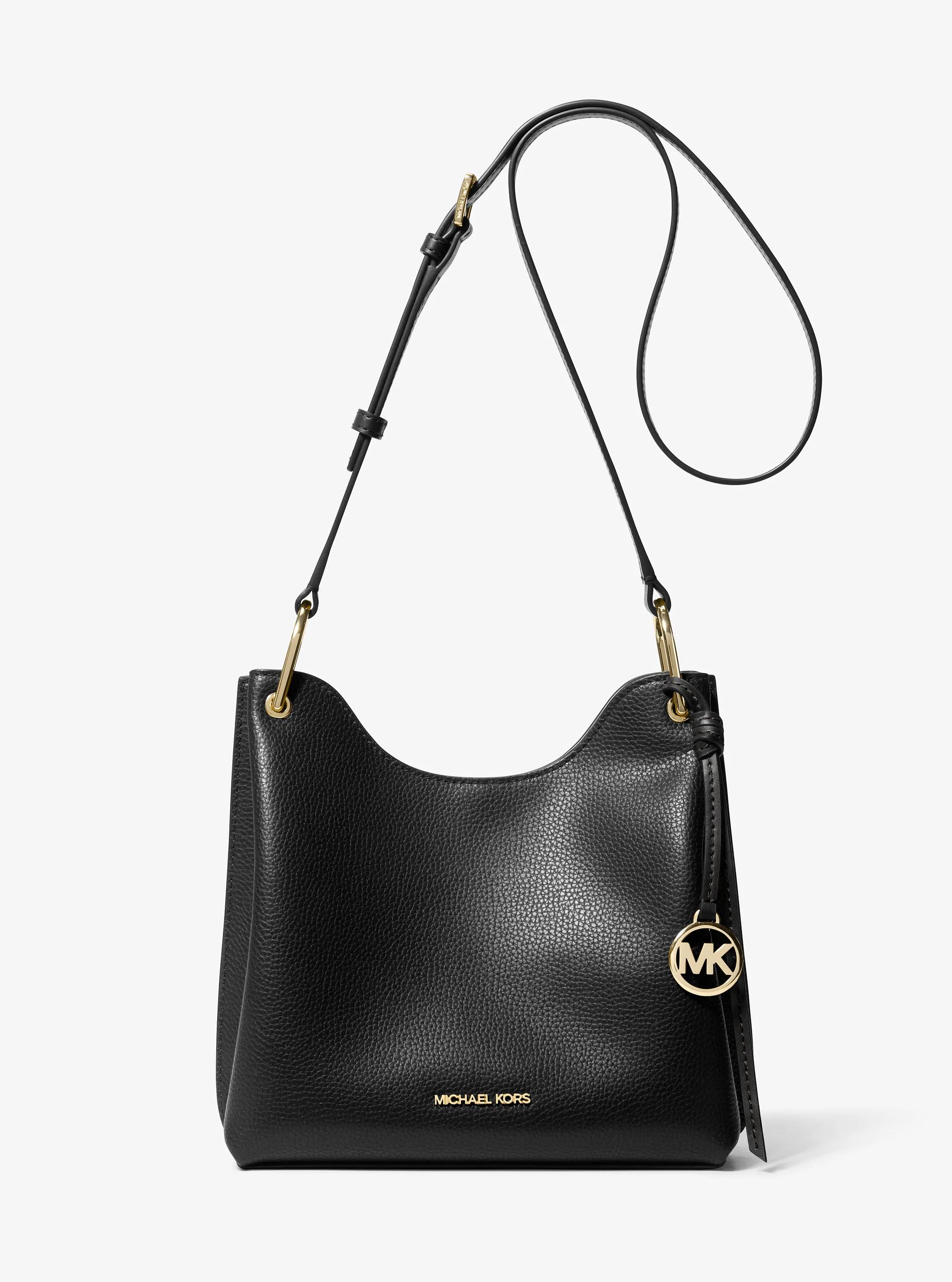 Borsa messenger Joan grande in pelle martellata in NERO | Michael Kors