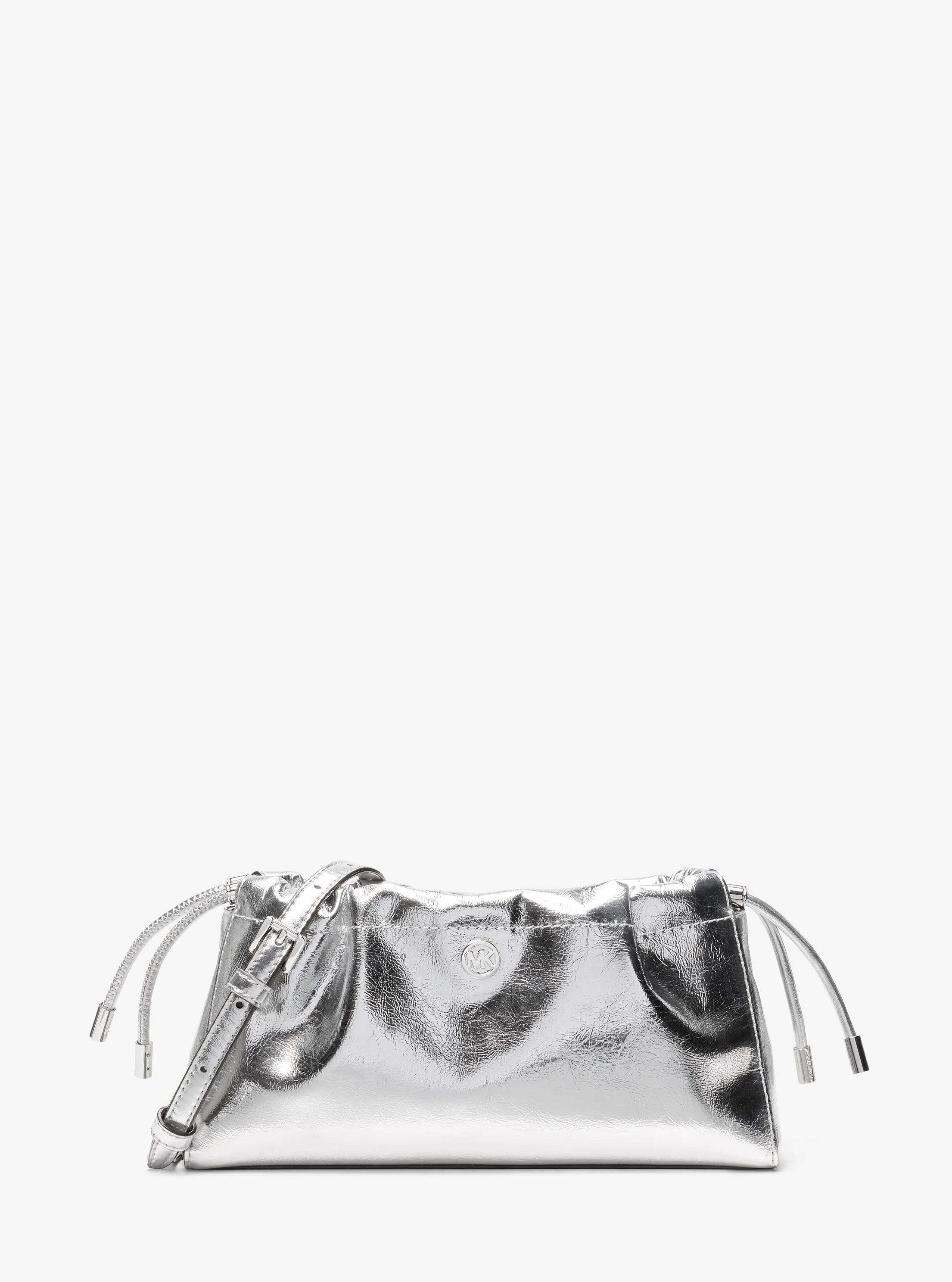 Matilda Small Metallic Cinched Crossbody Bag in SILVER | Michael Kors
