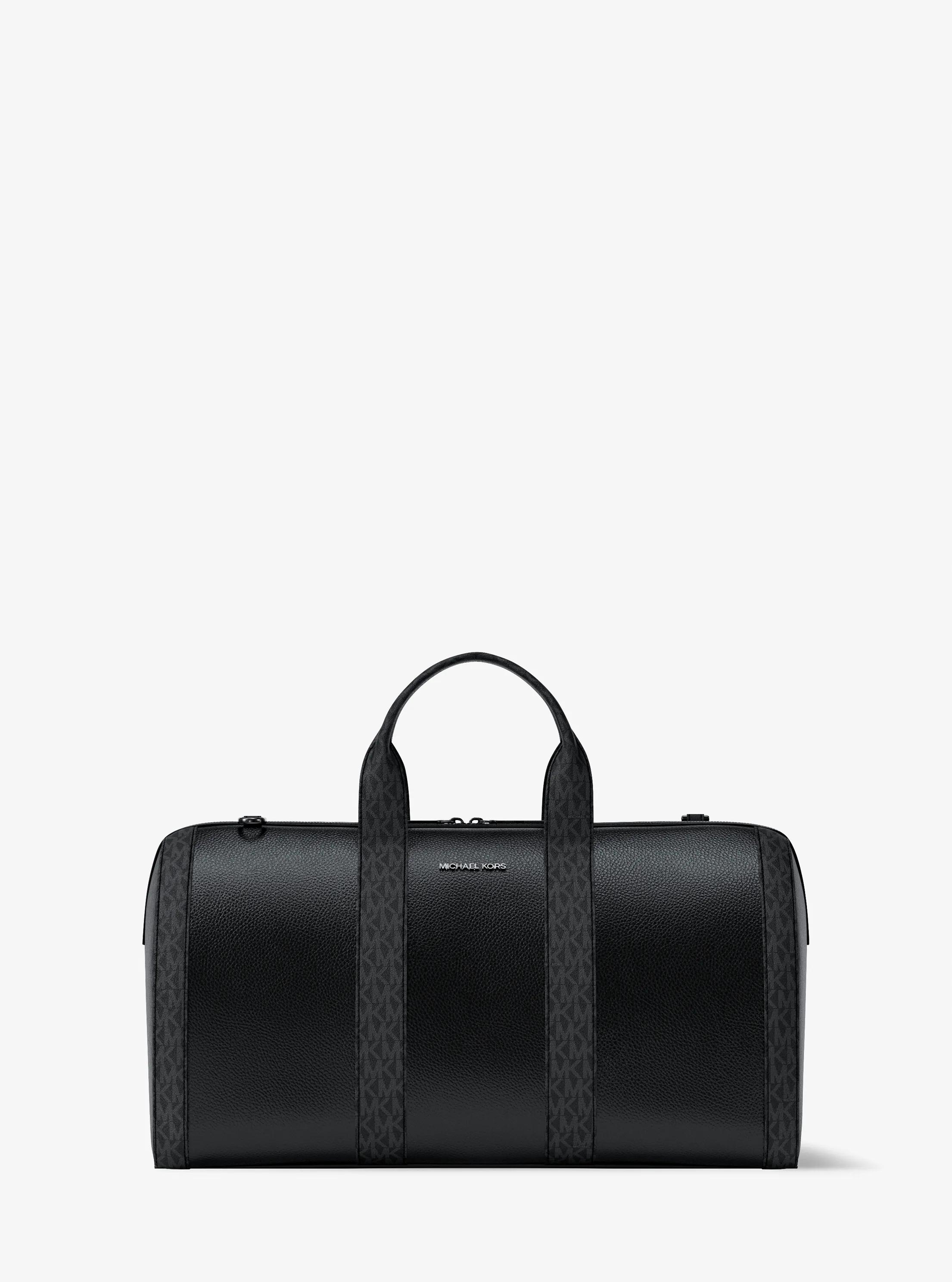 Cooper Pebbled Leather and Signature Logo Duffel Bag in BLACK | Michael Kors