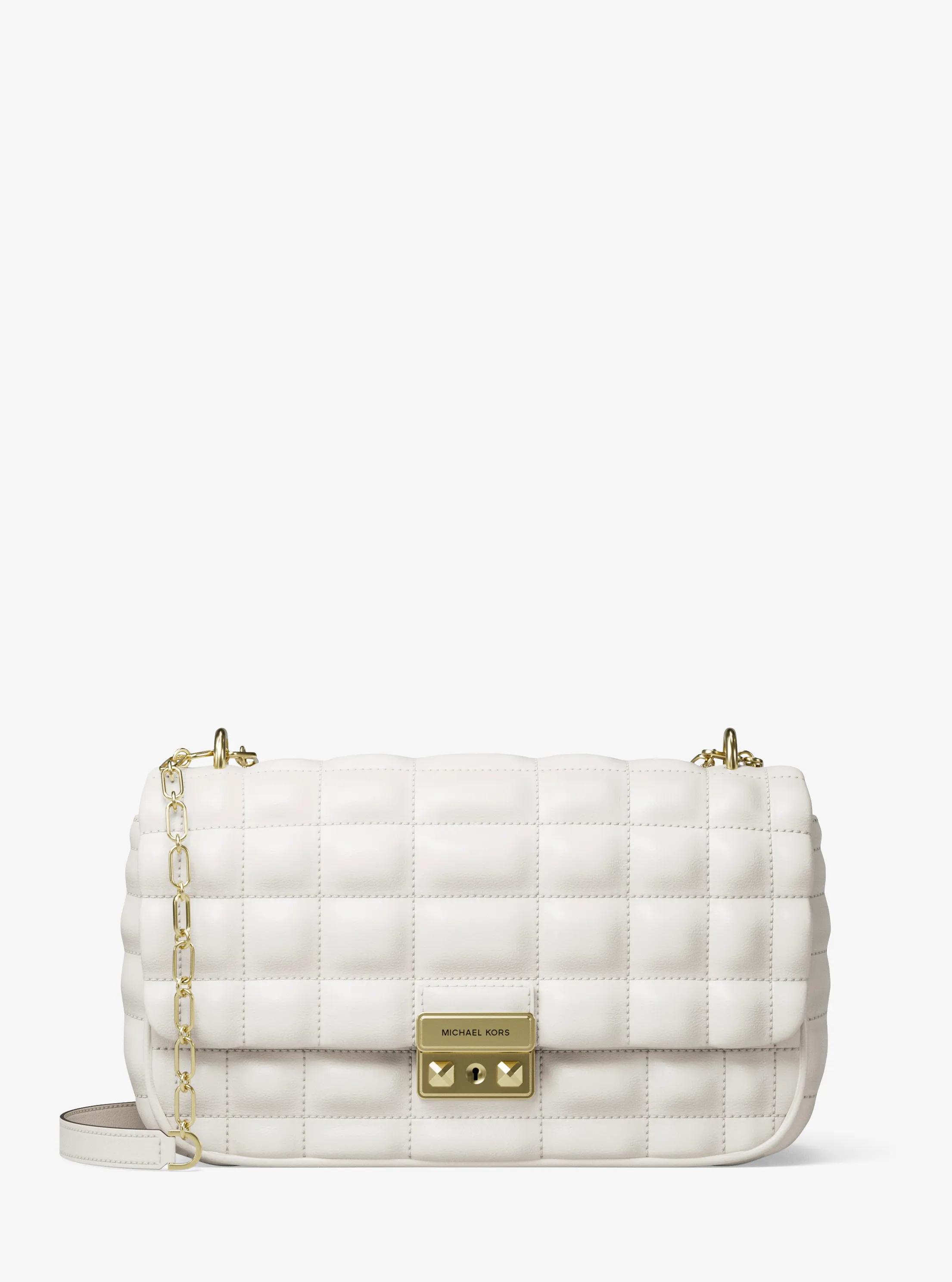 Tribeca Large Quilted Leather Shoulder Bag in LT CREAM | Michael Kors
