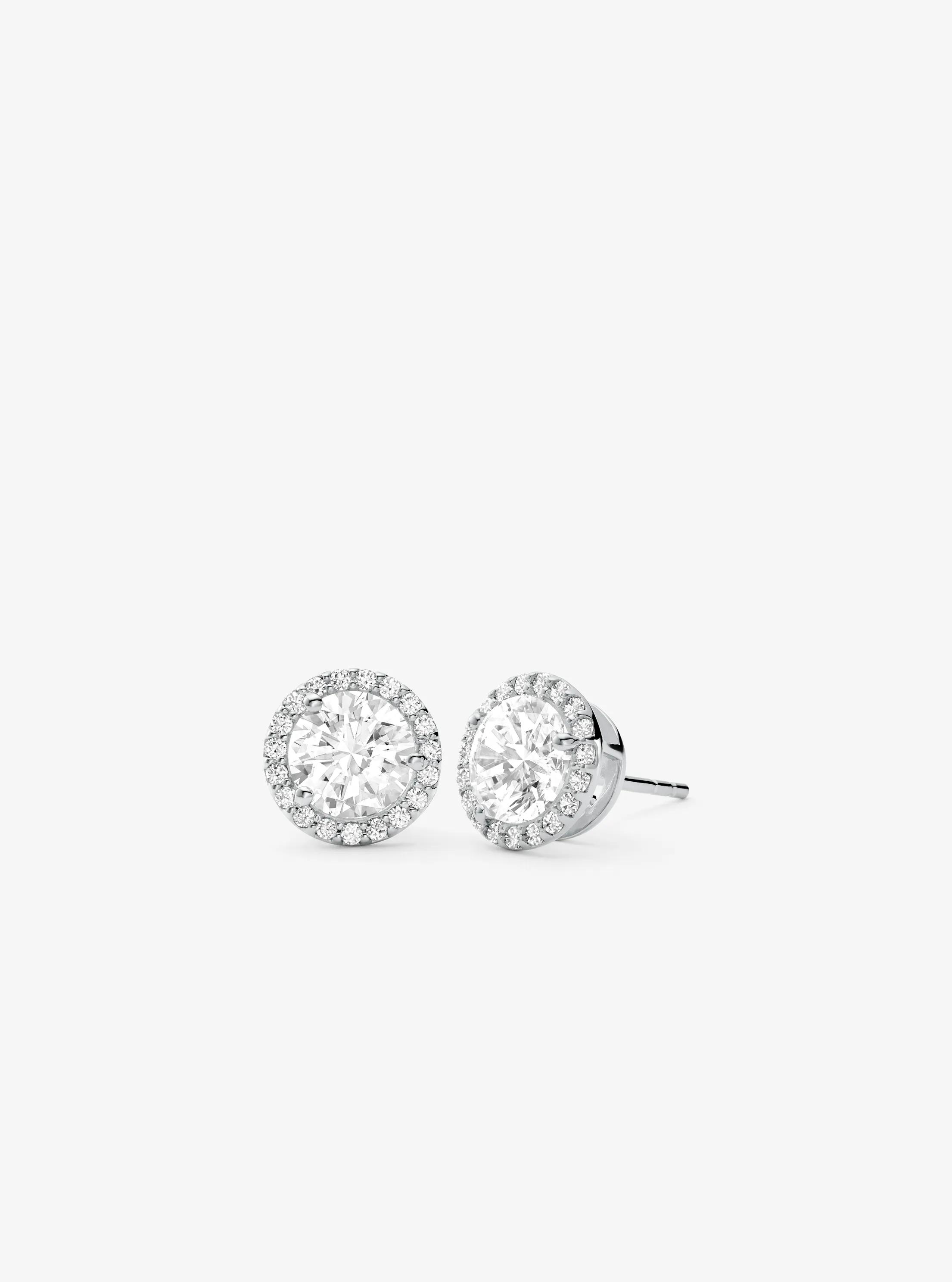 Precious Metal-Plated Sterling Silver Pav&eacute; Large Stud Earrings in SILVER | Michael Kors