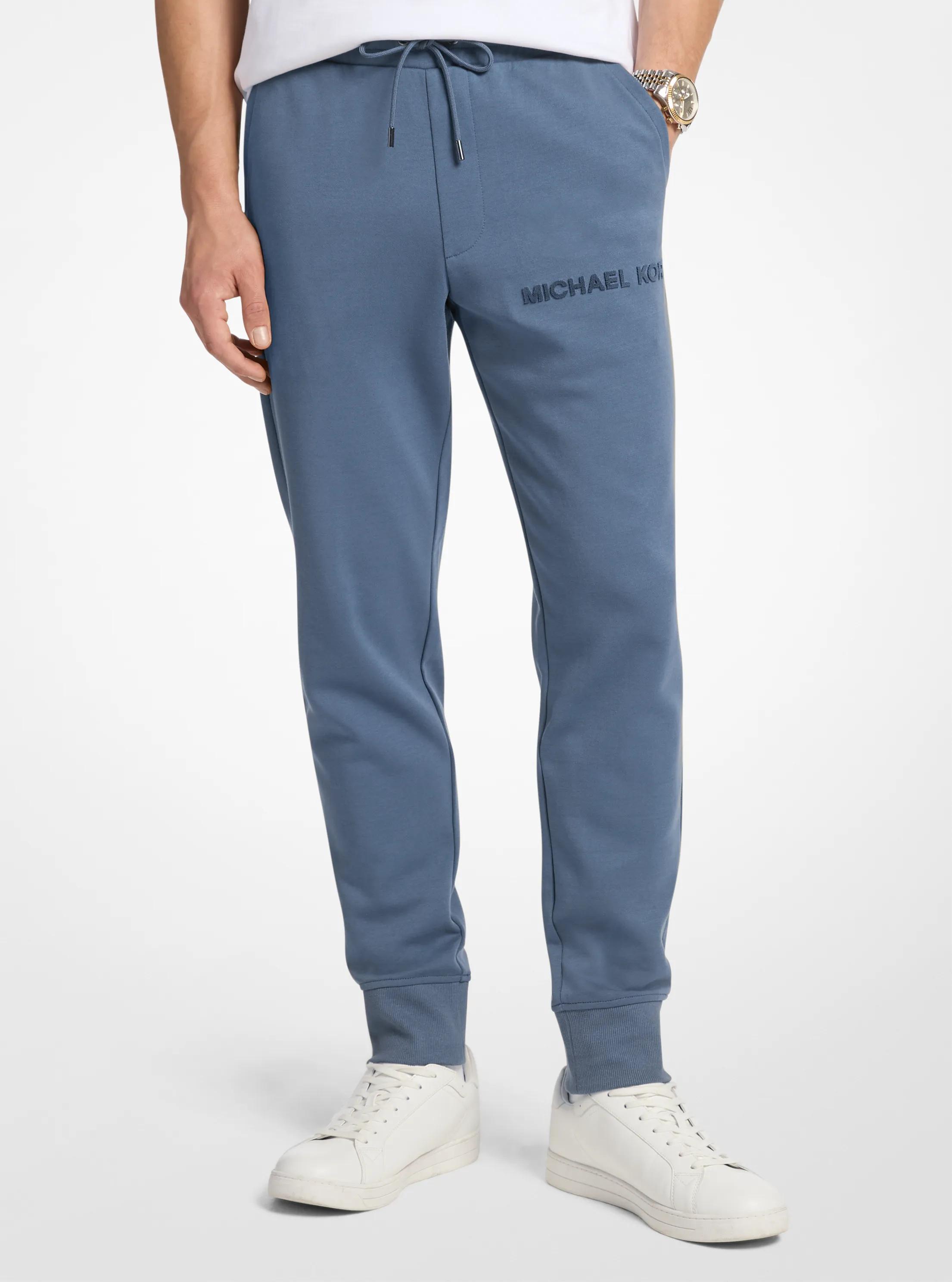 Pantalon de jogging en m&eacute;lange de coton gaufr&eacute; &agrave; logo in BLEUET | Michael Kors