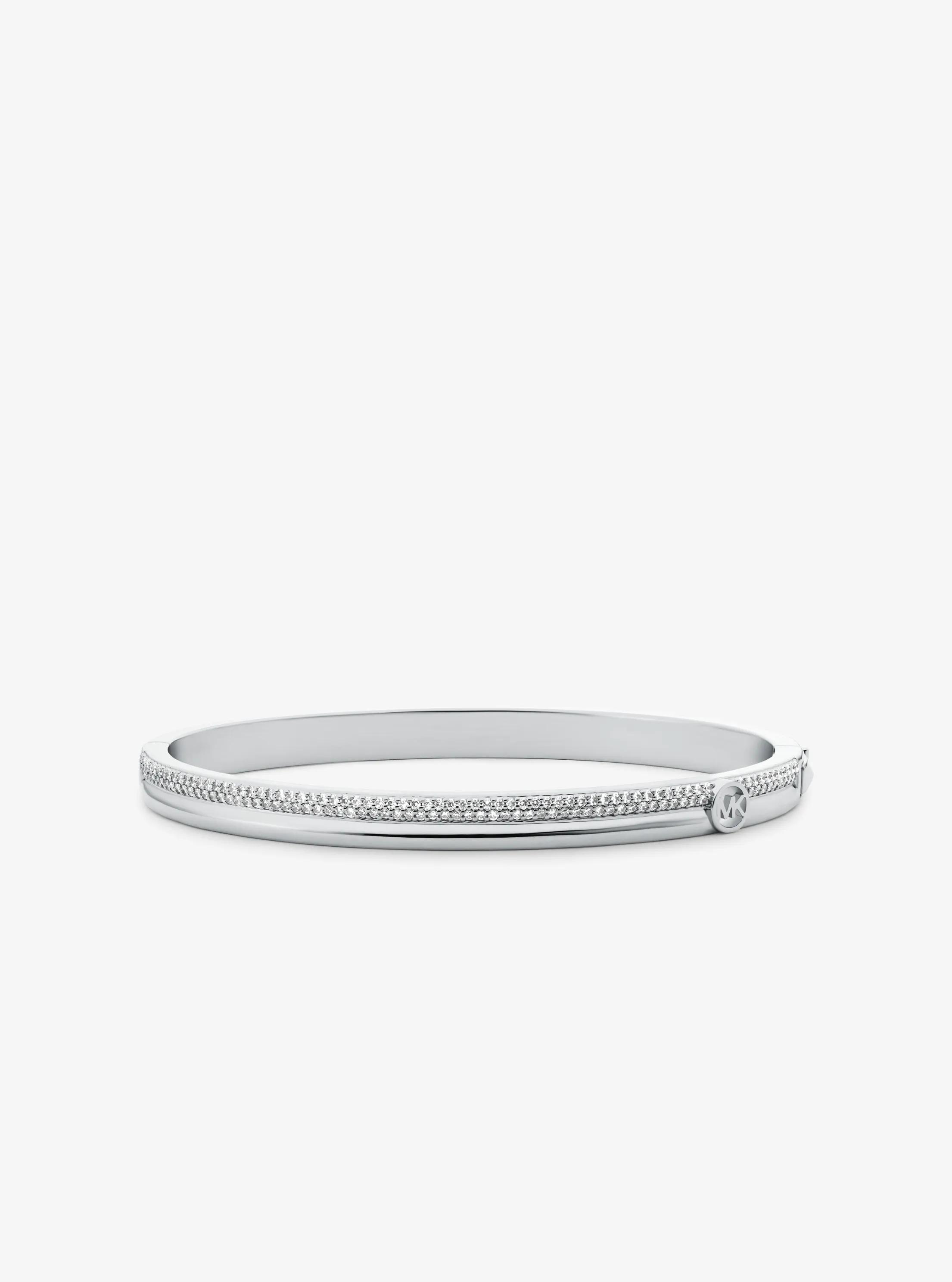 Pulsera r&iacute;gida de lat&oacute;n chapado en metal precioso con incrustaciones in PLATEADO | Michael Kors