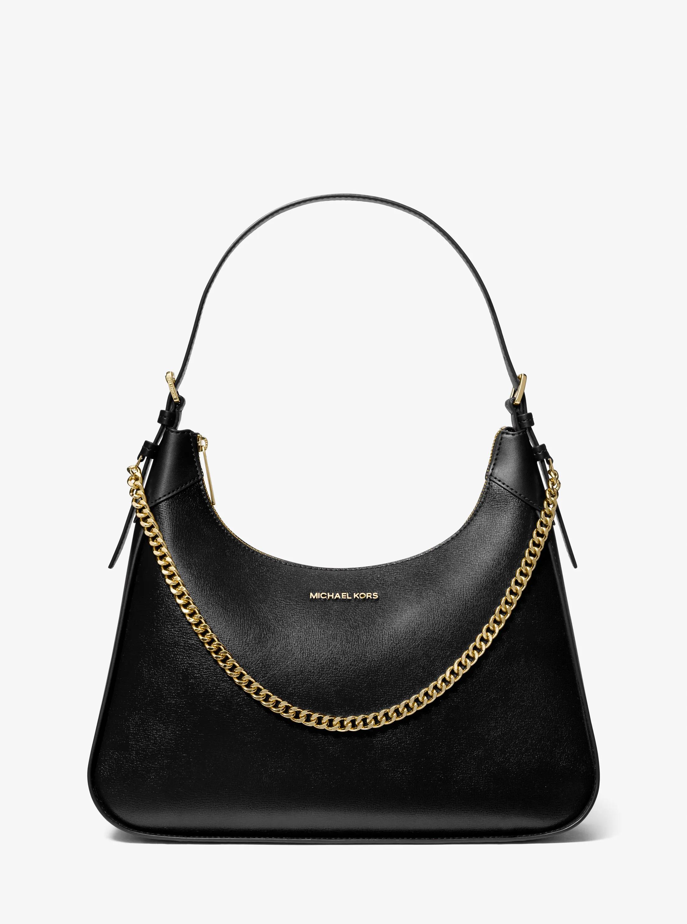 Wilma Large Leather Shoulder Bag in BLACK | Michael Kors