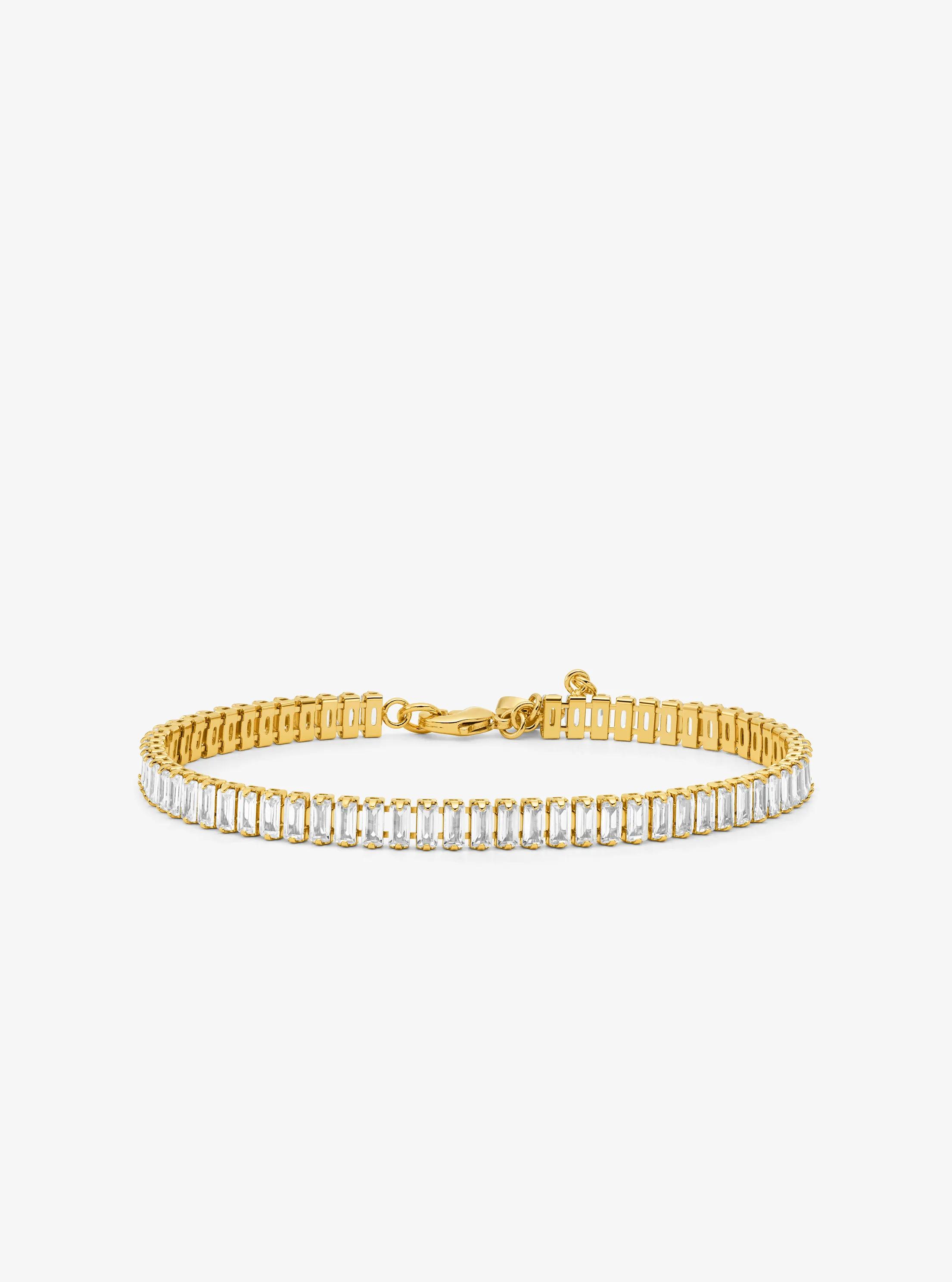 Bracciale tennis in ottone placcato in metallo prezioso con pietre baguette in ORO | Michael Kors