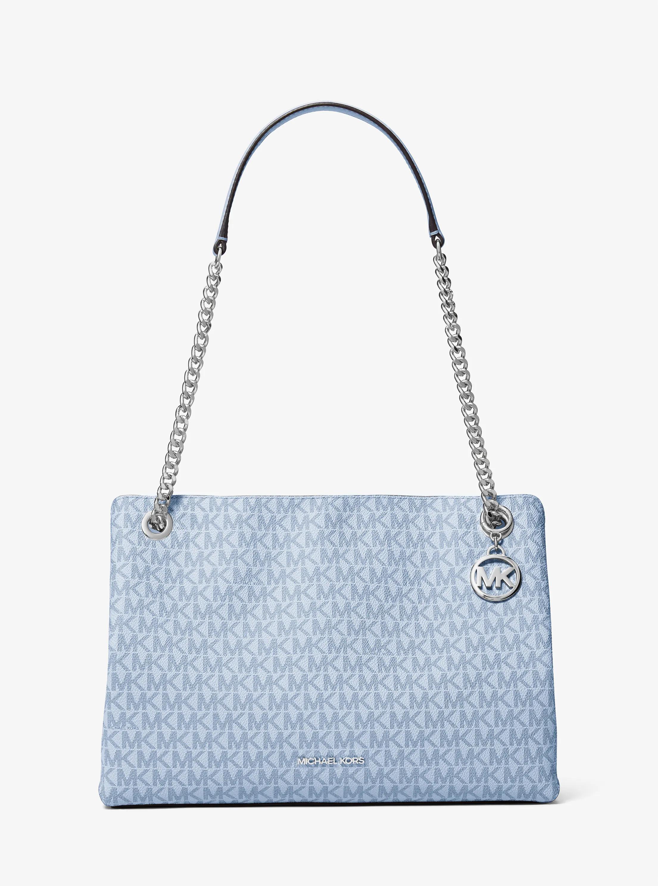 Christina Medium Signature Logo Shoulder Bag in PALE OCEAN | Michael Kors