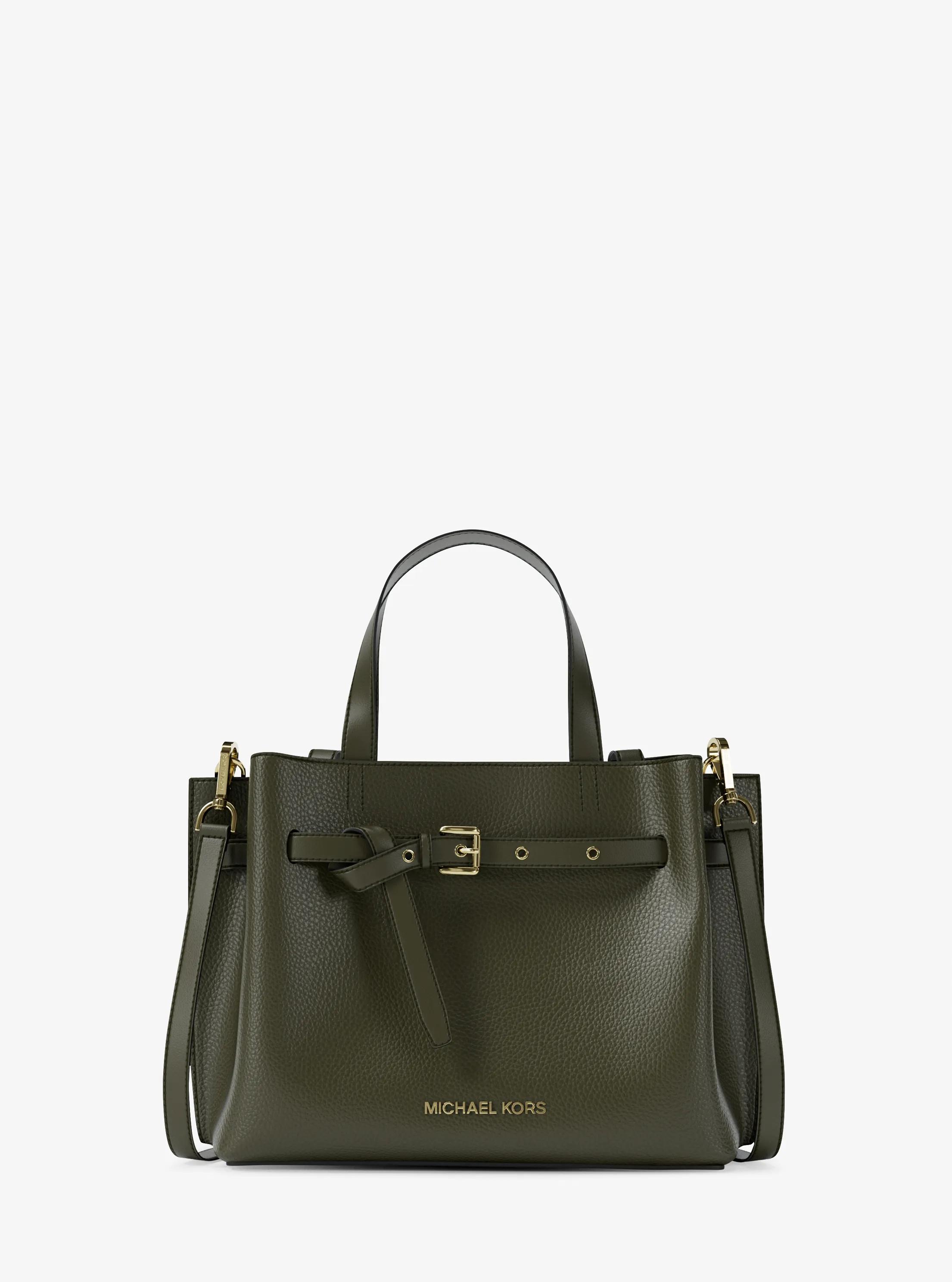 Emilia Small Pebbled Leather Satchel in IVY | Michael Kors