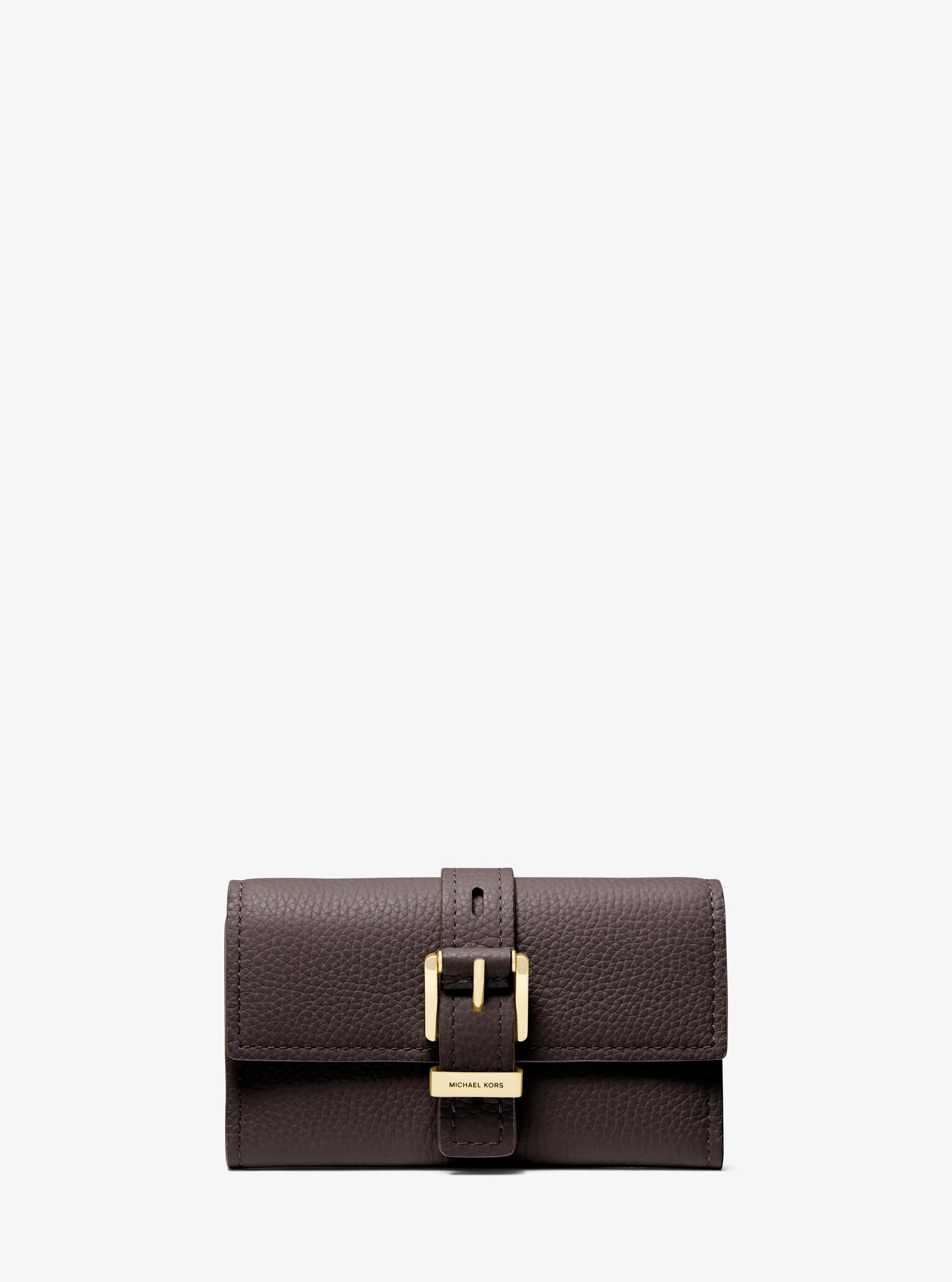 Trifold-Brieftasche Nolita Medium aus gekrispeltem Leder in SCHOKOLADE | Michael Kors